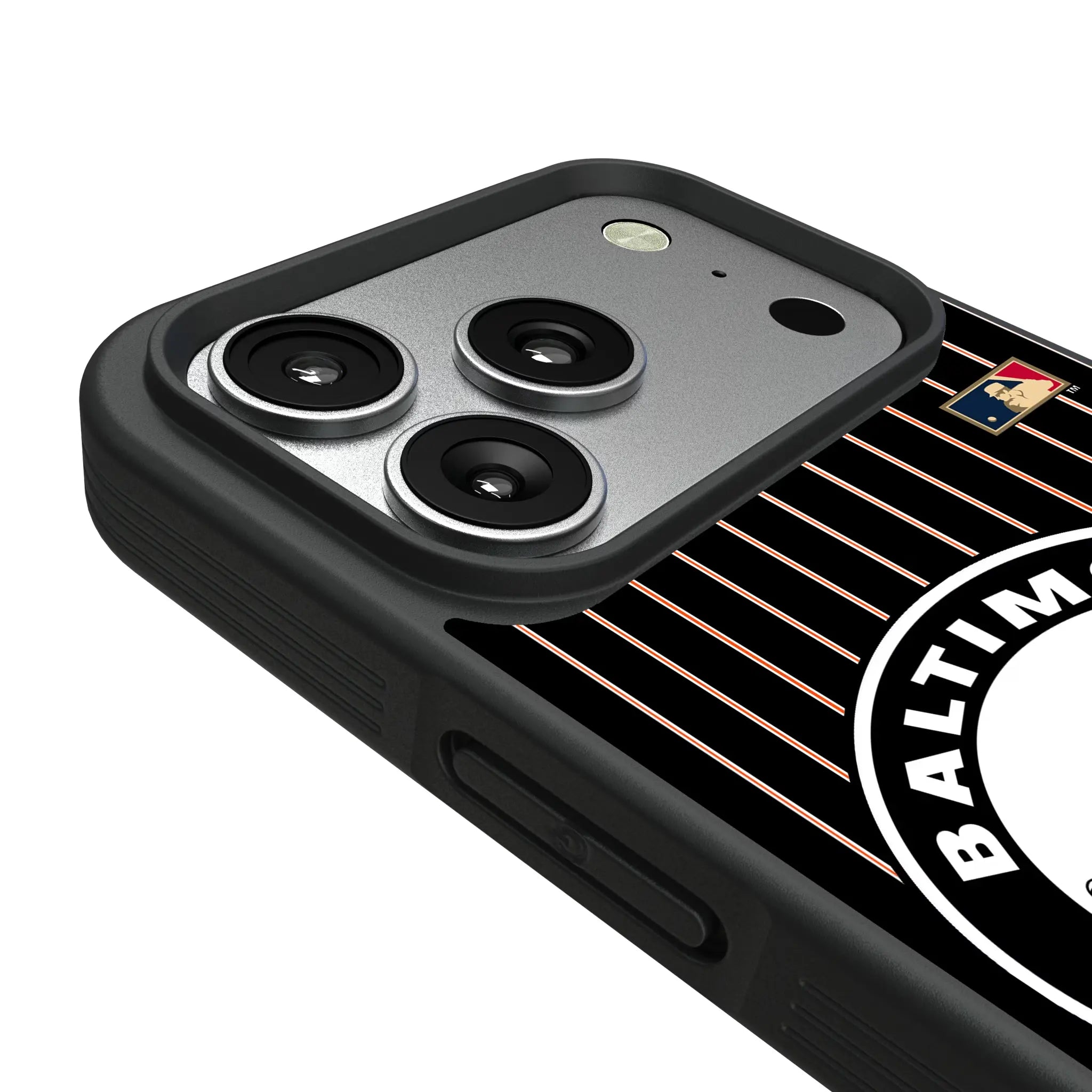 Baltimore Orioles 1966-1969 - Cooperstown Collection Pinstripe iPhone Bump Phone Case for Apple iPhone - Detail#Device_iPhone 17 Pro