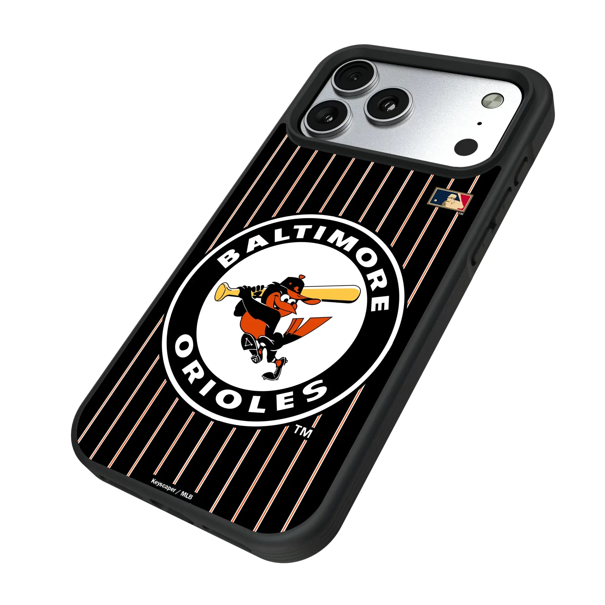 Baltimore Orioles 1966-1969 - Cooperstown Collection Pinstripe iPhone Bump Phone Case for Apple iPhone - Isometric View#Device_iPhone 17 Pro Max