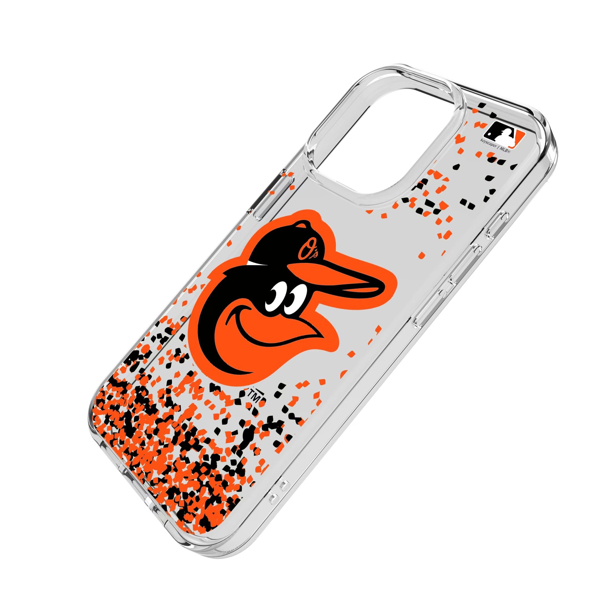 Baltimore Orioles Confetti iPhone Clear Phone Case for Apple iPhone - Isometric View