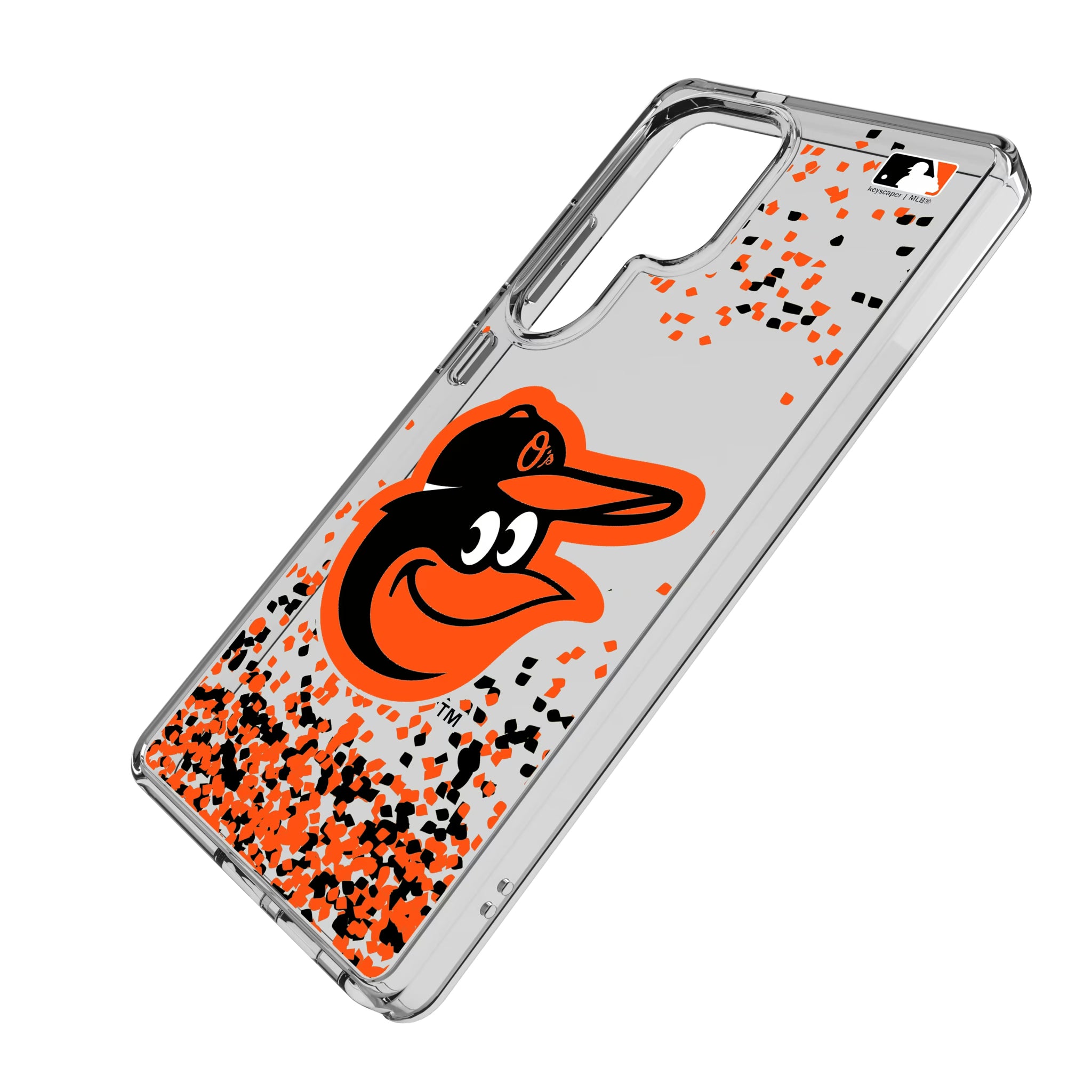 Baltimore Orioles Confetti Galaxy Clear Phone Case for Samsung Galaxy - Isometric View