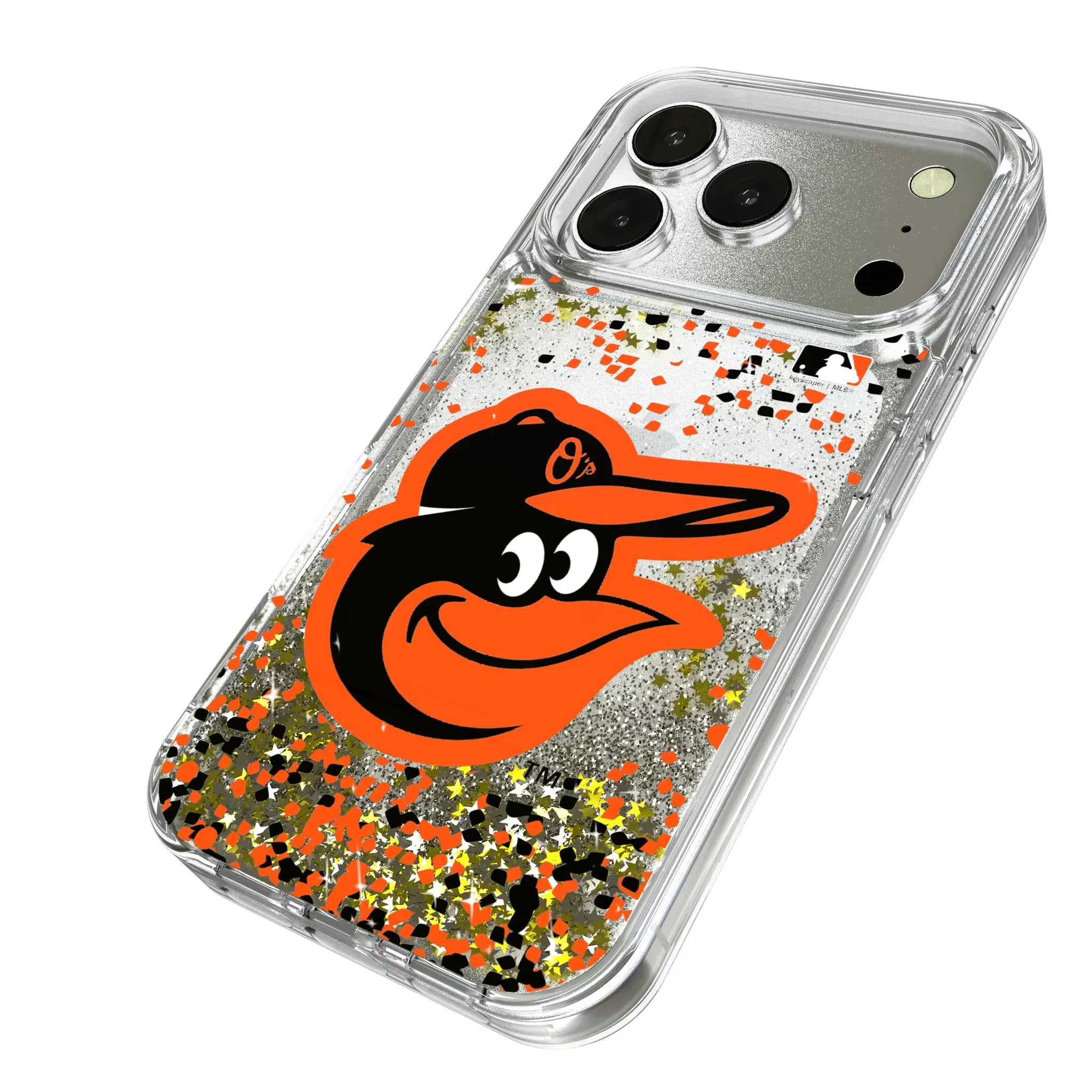 Baltimore Orioles Confetti iPhone Glitter Phone Case for Apple iPhone - Isometric View