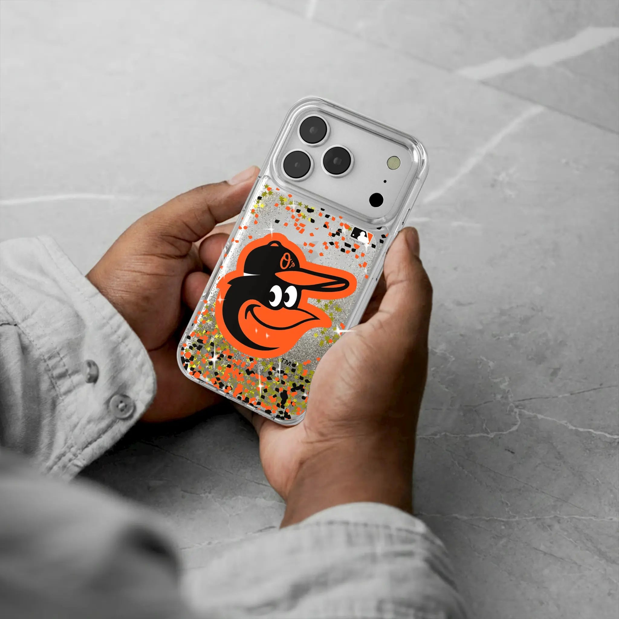 Baltimore Orioles Confetti iPhone Glitter Phone Case for Apple iPhone - Lifestyle