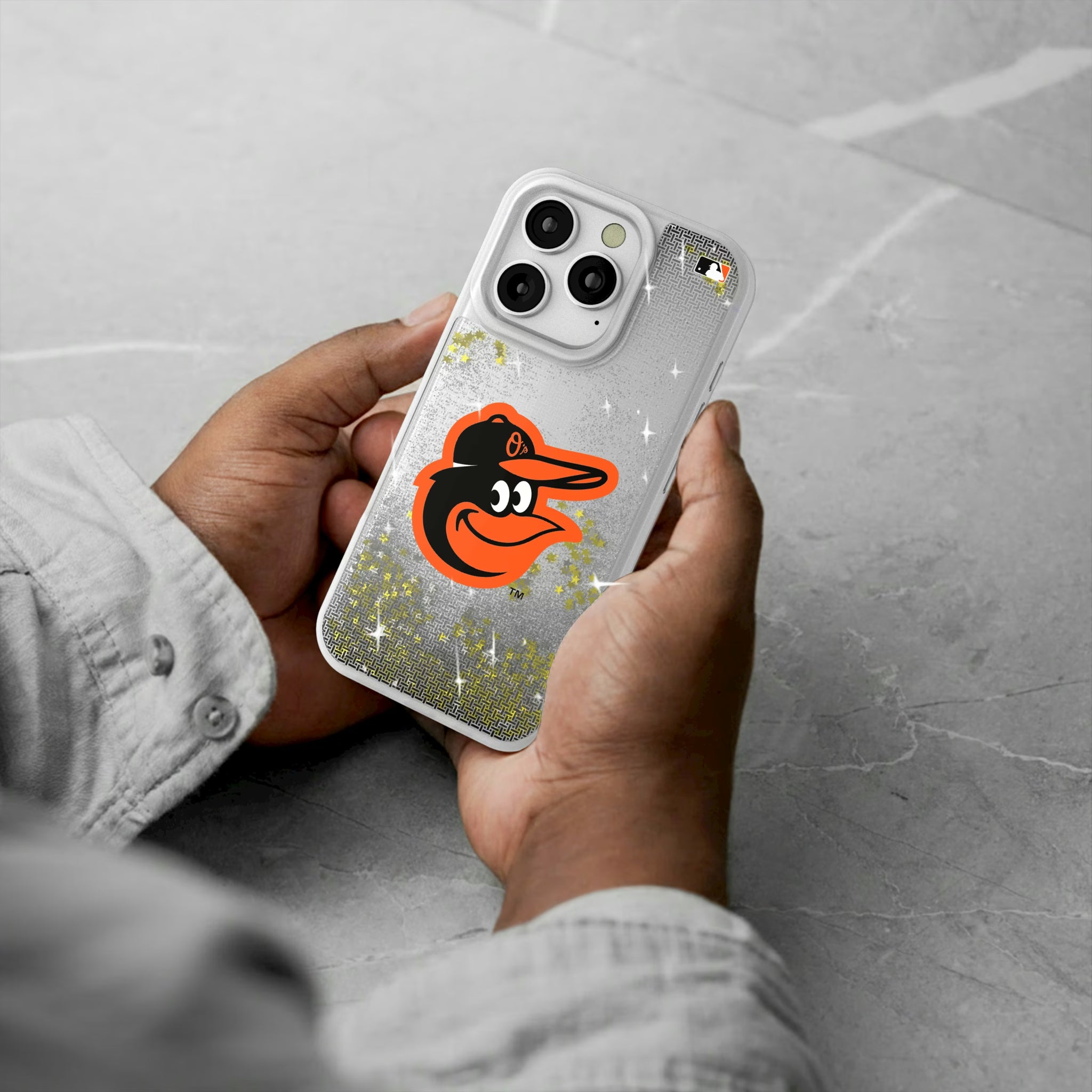 Baltimore Orioles Linen iPhone Glitter Phone Case for Apple iPhone - Lifestyle#Device_iPhone 16 Pro