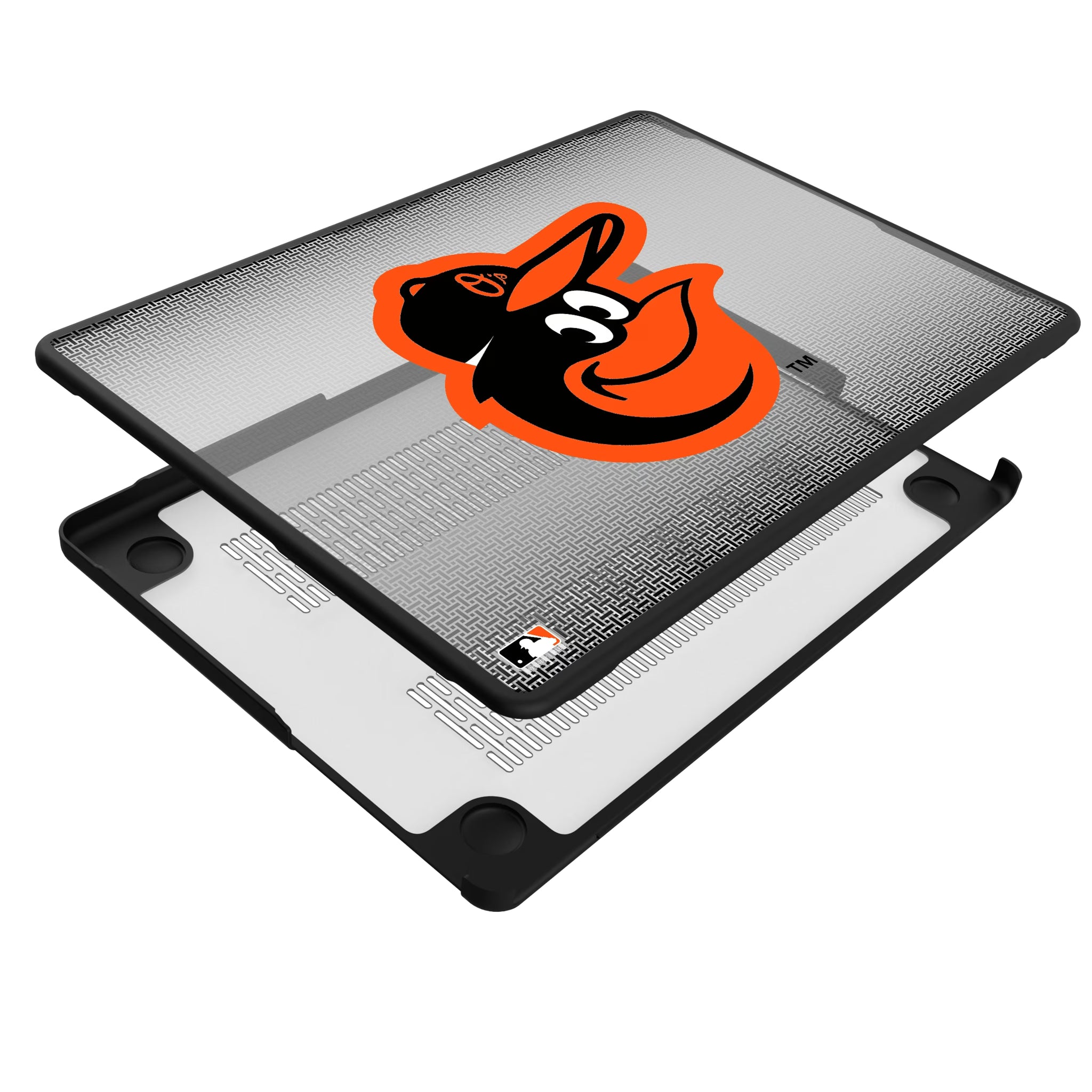 Baltimore Orioles Linen MacBook Laptop Case for Apple MacBook - Isometric View#Device_MacBook Pro (14-inch, 2021) / MacBook Pro (14-inch, 2023) / MacBook Pro (14-inch, 2024)