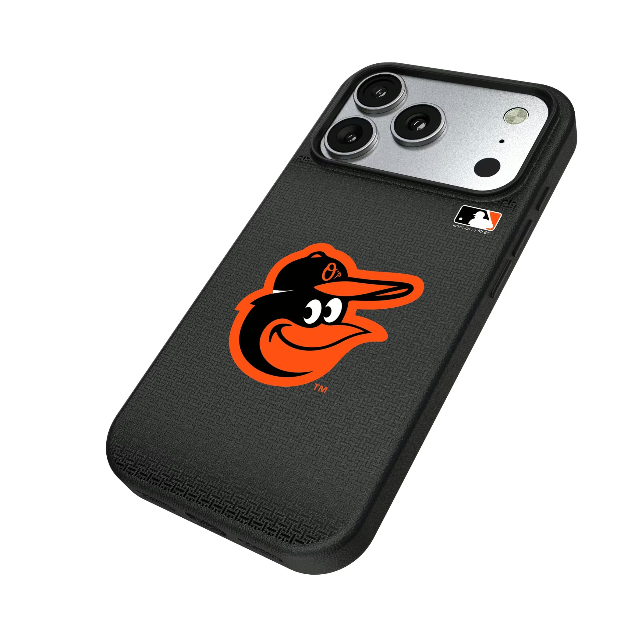 Baltimore Orioles Linen iPhone MagSafe Compatible Phone Case for Apple iPhone - Isometric View#Device_iPhone 17 Pro