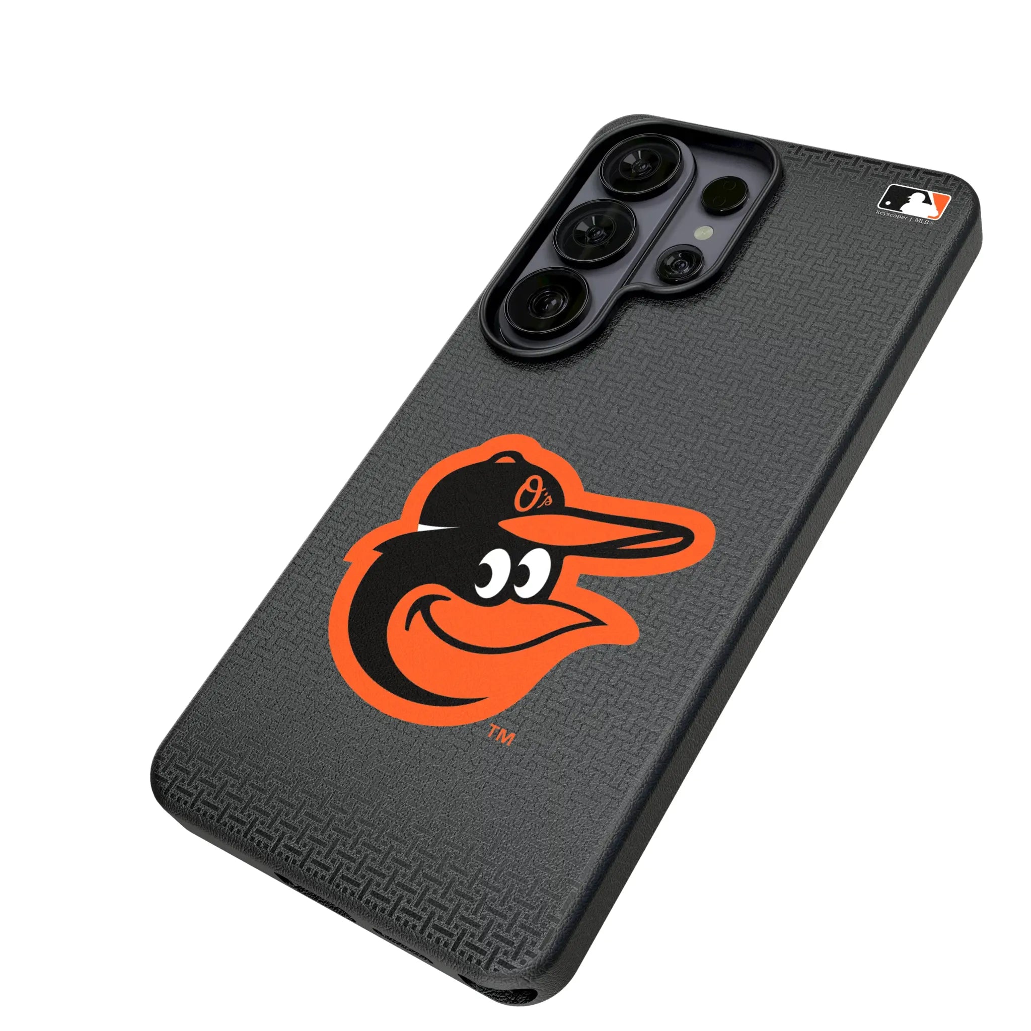 Baltimore Orioles Linen Galaxy MagSafe Compatible Phone Case for Samsung Galaxy - Isometric View#Device_Galaxy S26 Ultra