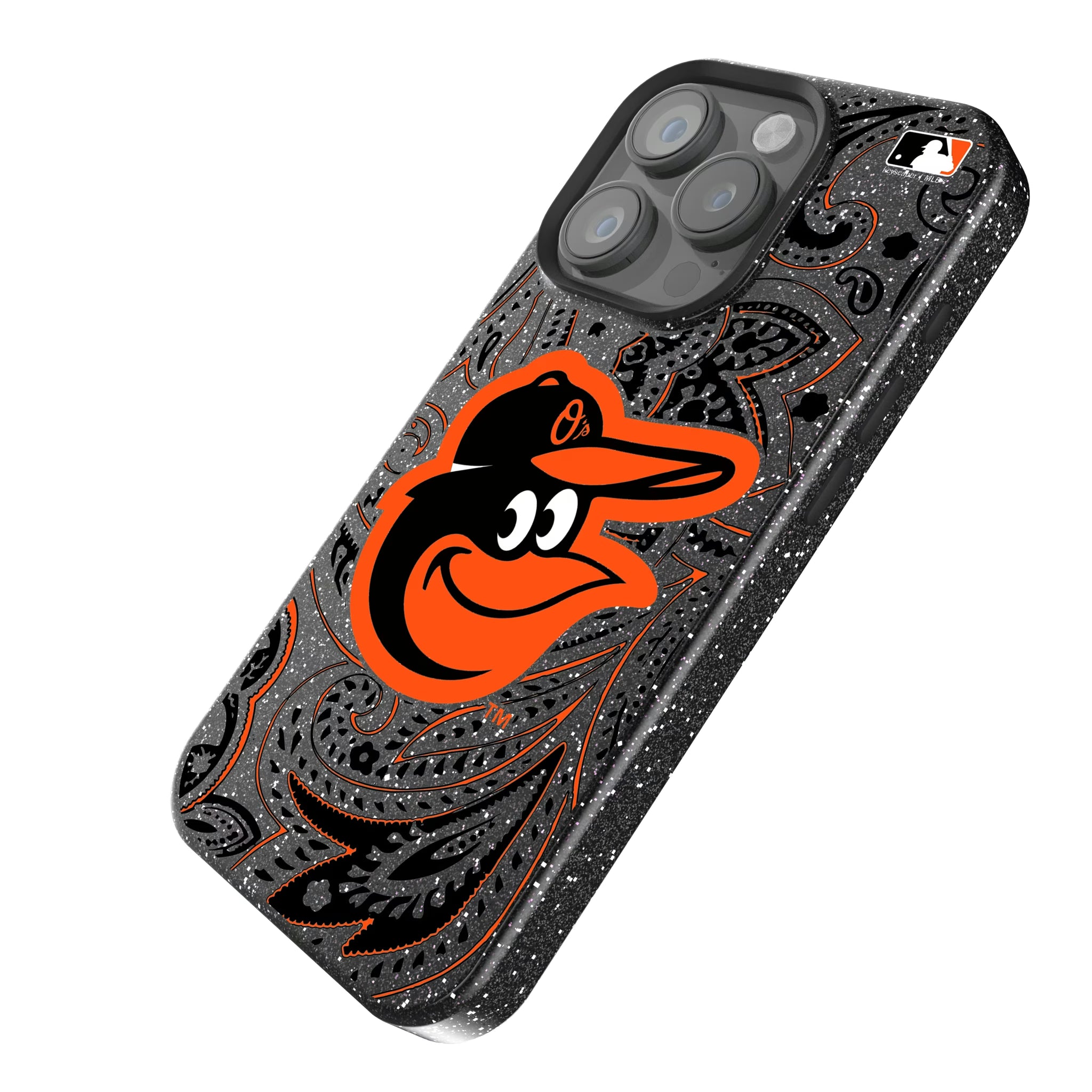 Baltimore Orioles Paisley iPhone Bling Phone Case for Apple iPhone - Isometric View