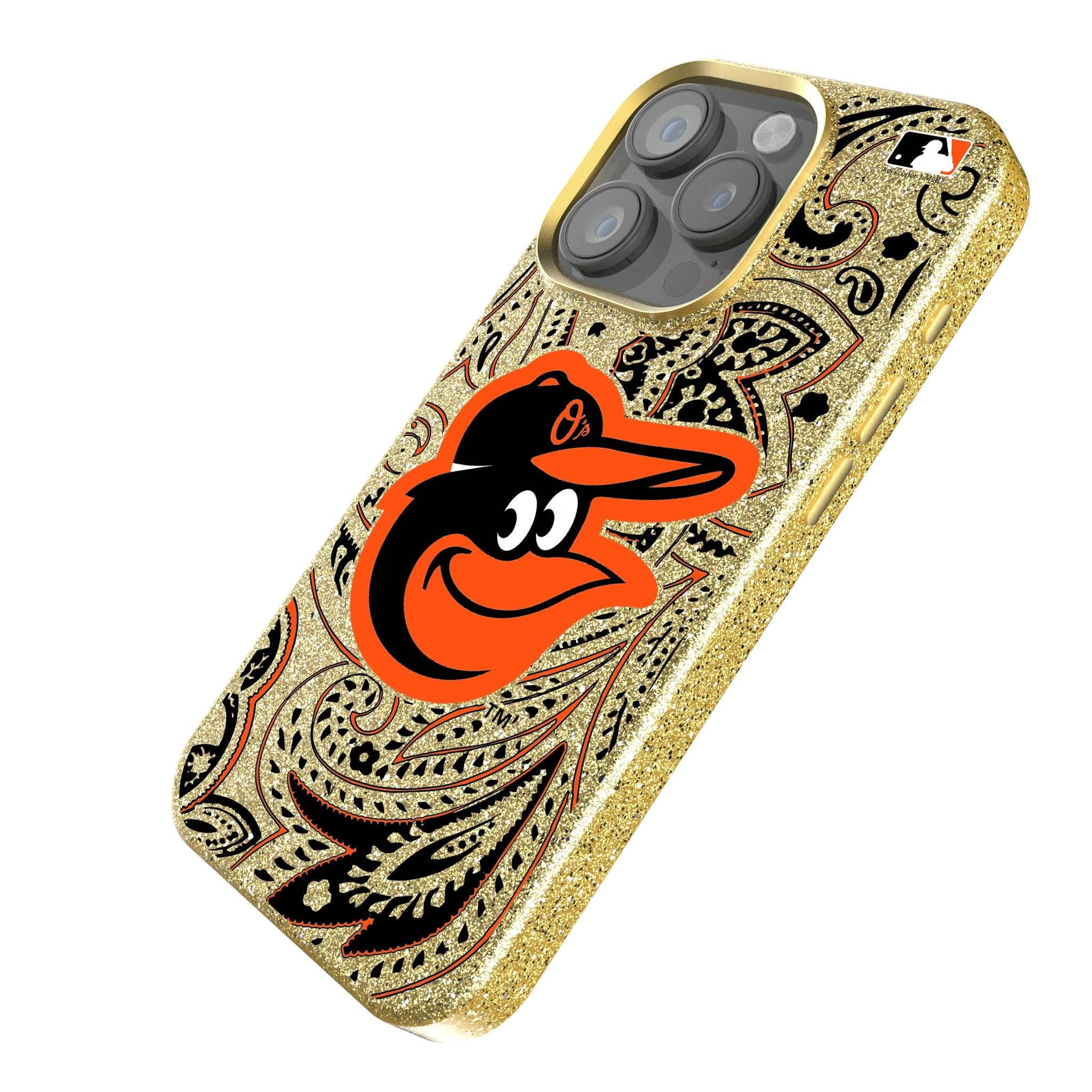 Baltimore Orioles Paisley iPhone Bling Phone Case for Apple iPhone - Isometric View