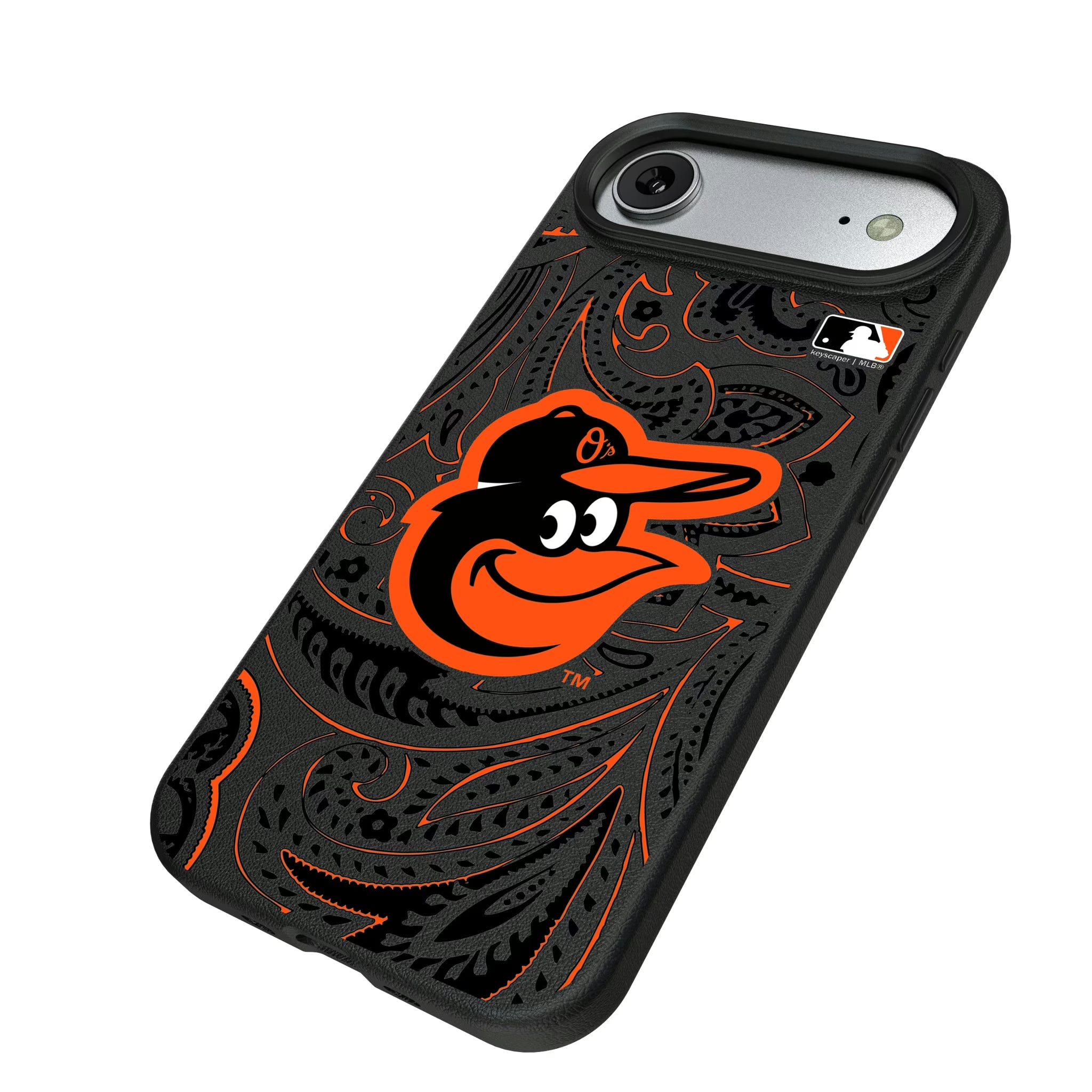 Baltimore Orioles Paisley iPhone MagSafe Compatible Phone Case for Apple iPhone - Isometric View#Device_iPhone Air