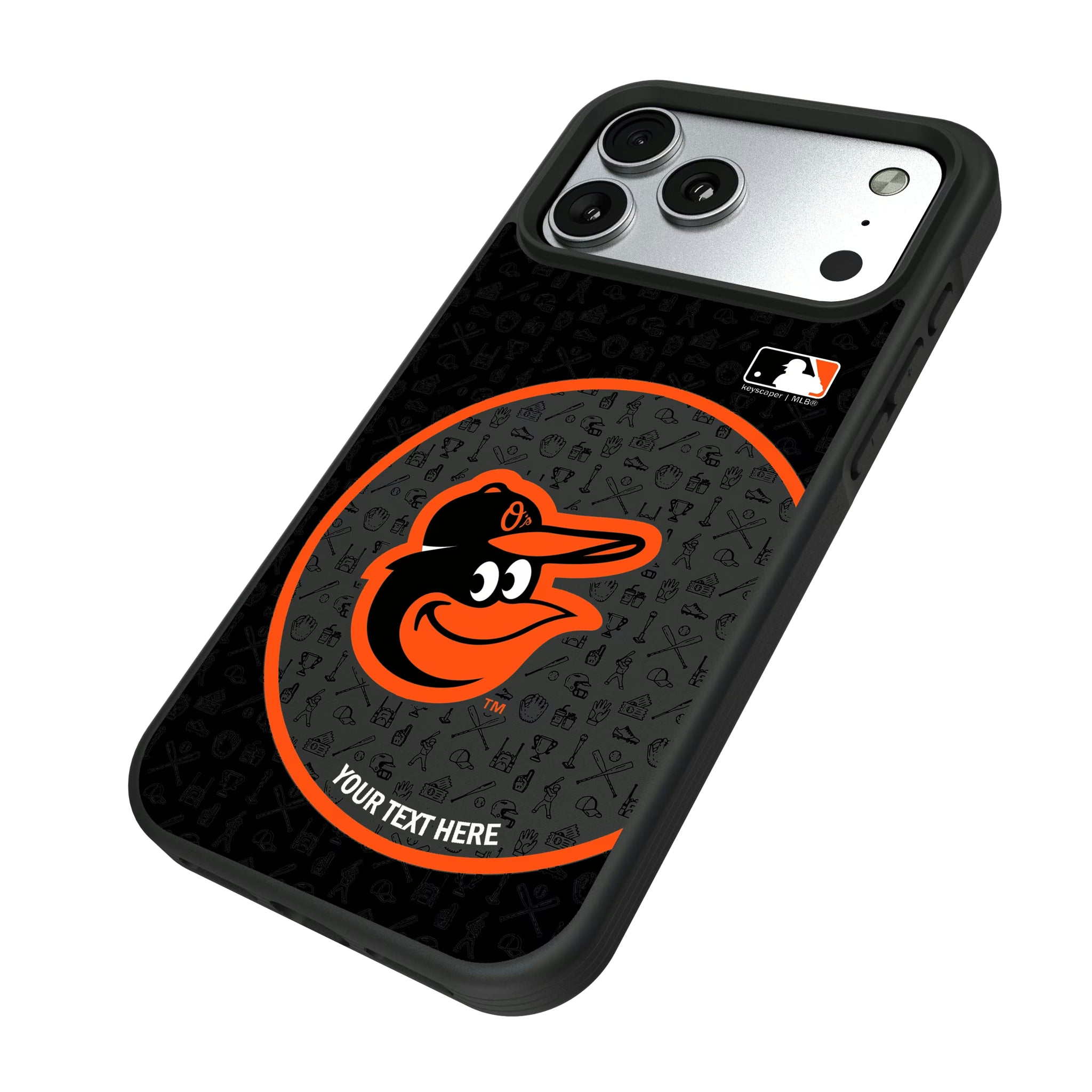 Baltimore Orioles Personalized Circle iPhone Bump Phone Case for Apple iPhone - Isometric View#Device_iPhone 17 Pro Max