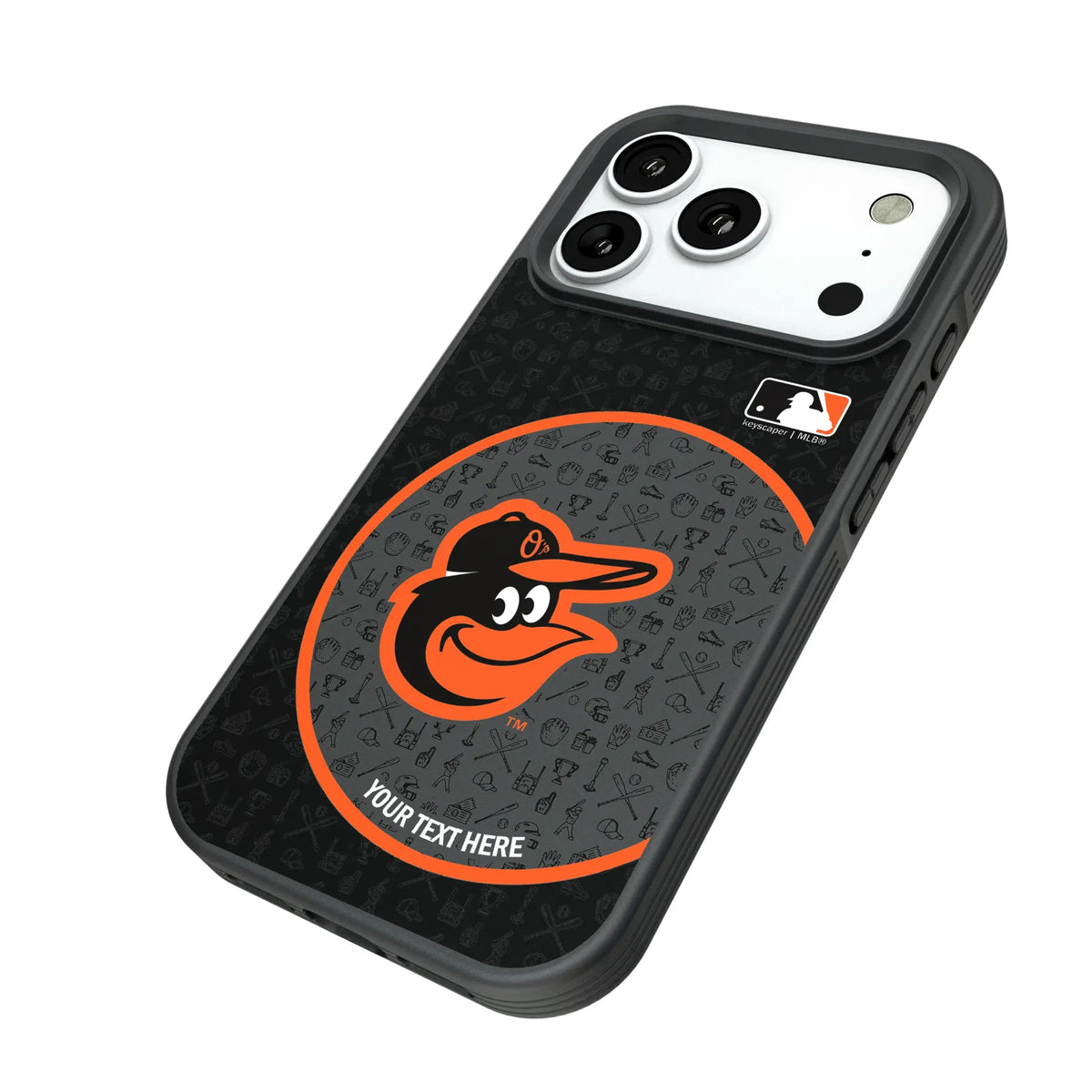 Baltimore Orioles Personalized Circle iPhone Bump Phone Case for Apple iPhone - Isometric View#Device_iPhone 18 Pro