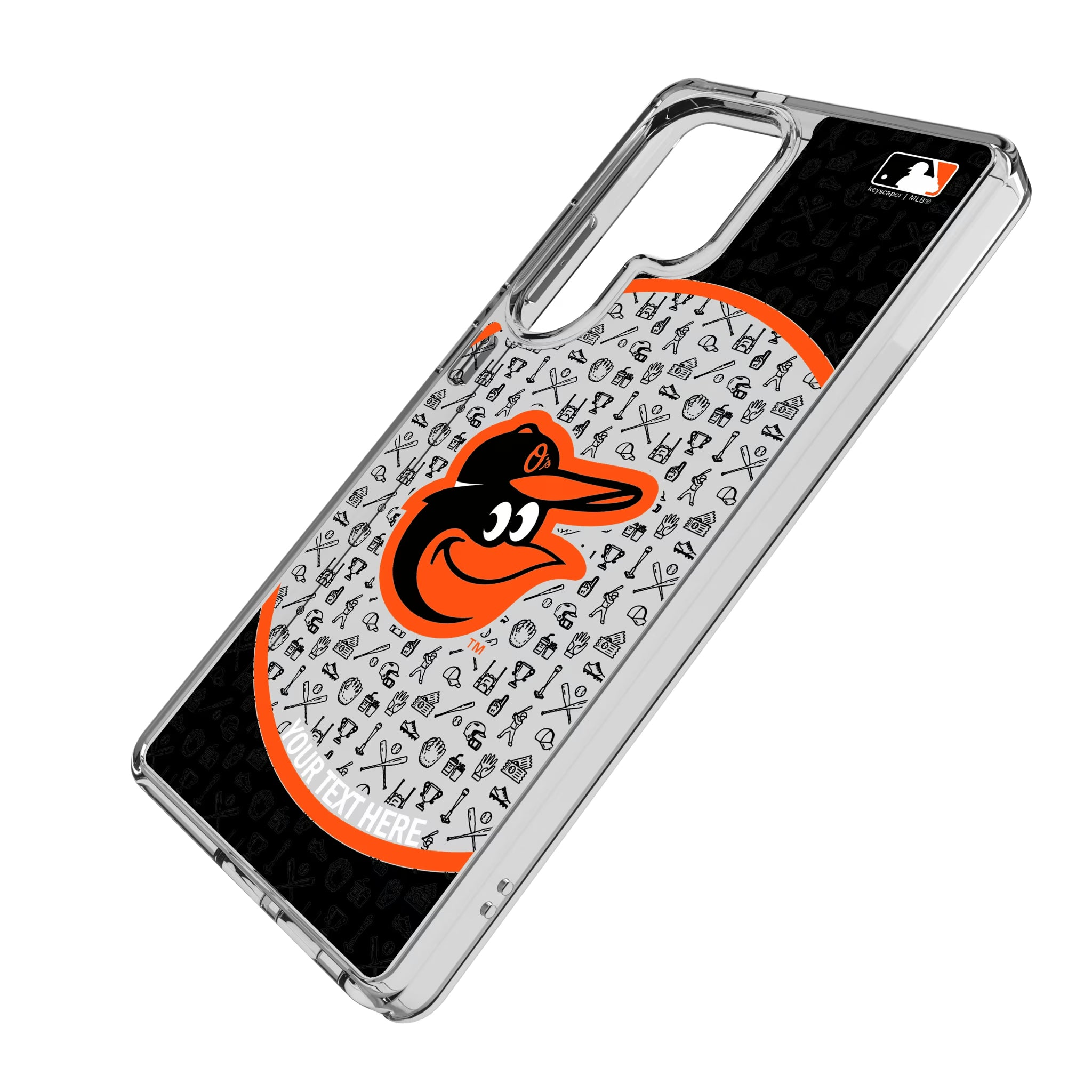 Baltimore Orioles Personalized Circle Galaxy Clear Phone Case for Samsung Galaxy - Isometric View