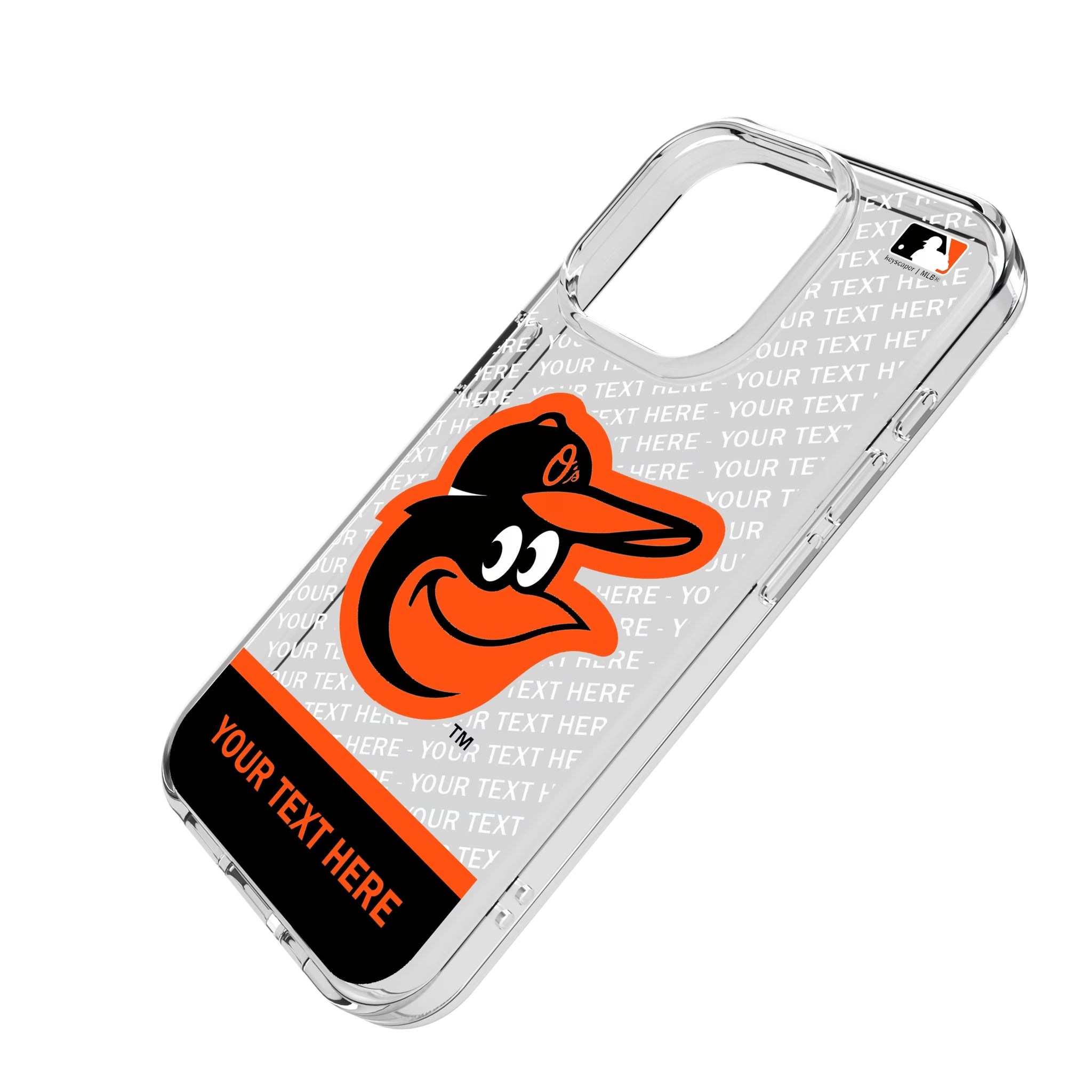 Baltimore Orioles Personalized EndZone Plus iPhone Clear Phone Case for Apple iPhone - Isometric View