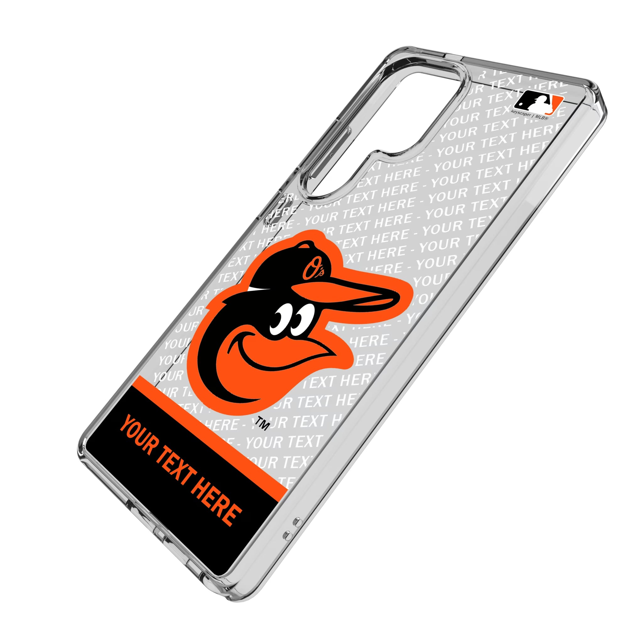 Baltimore Orioles Personalized EndZone Plus Galaxy Clear Phone Case for Samsung Galaxy - Isometric View