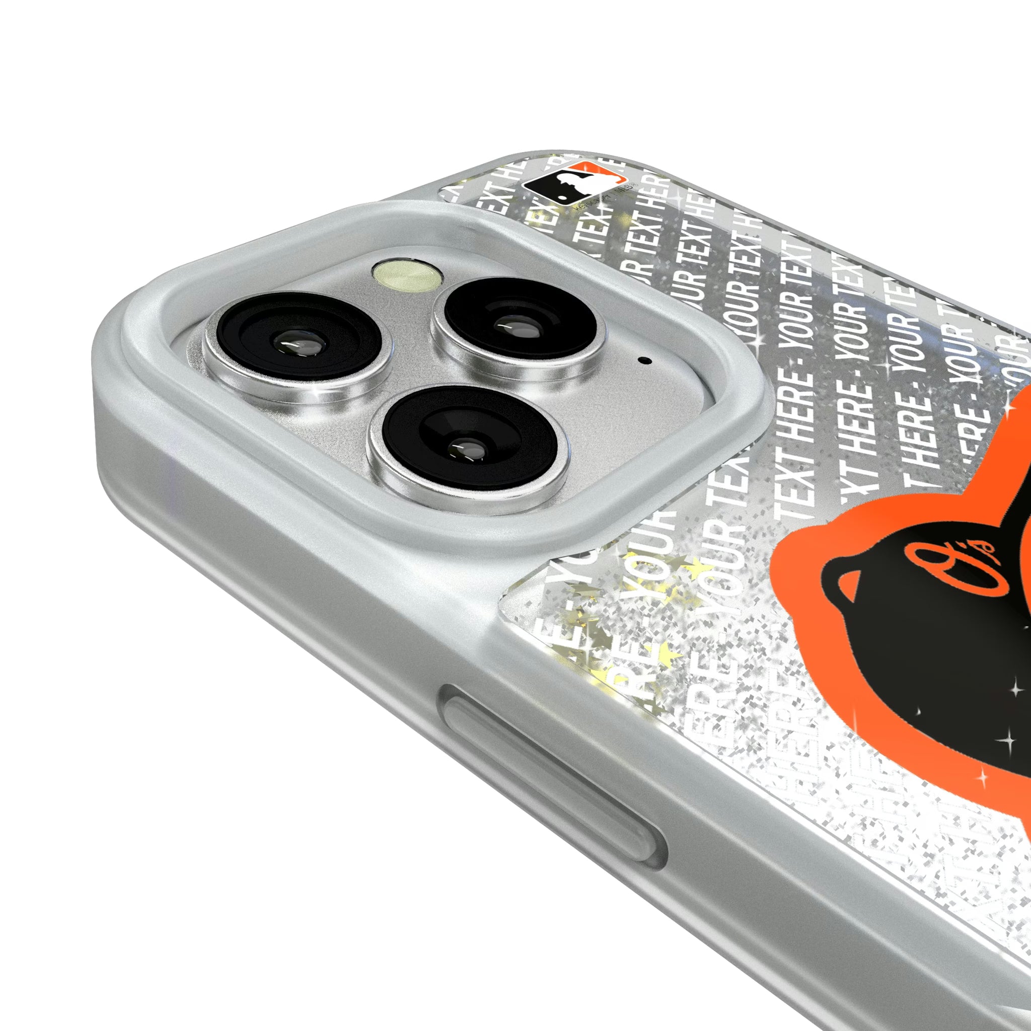 Baltimore Orioles Personalized EndZone Plus iPhone Glitter Phone Case for Apple iPhone - Detail#Device_iPhone 16 Pro
