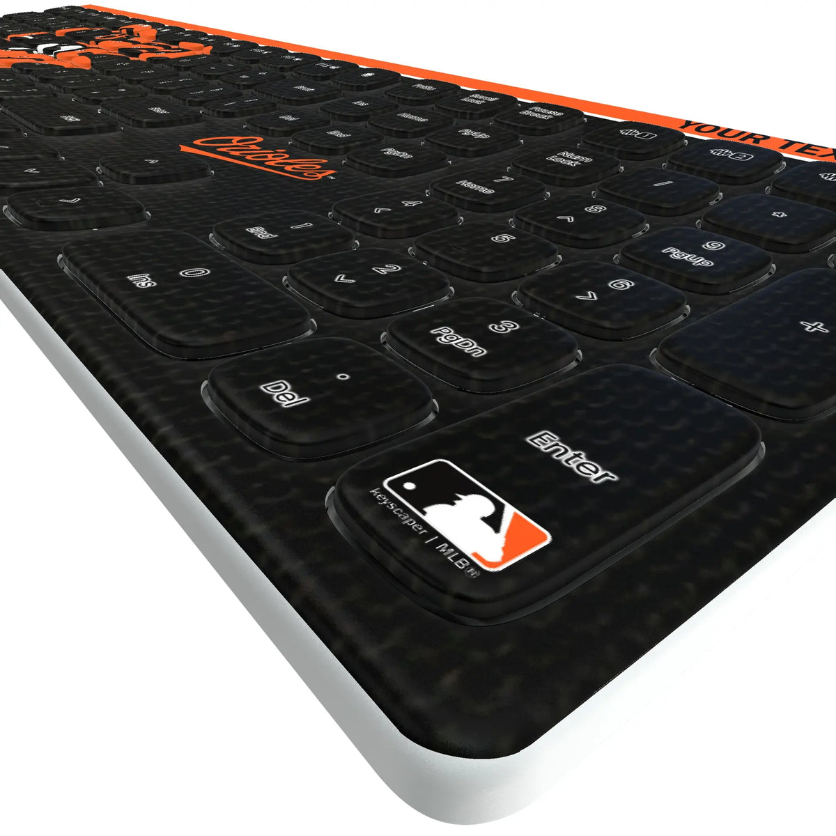 Baltimore Orioles Personalized Endzone Solid KKB605 Curved Wireless Keyboard - Detail