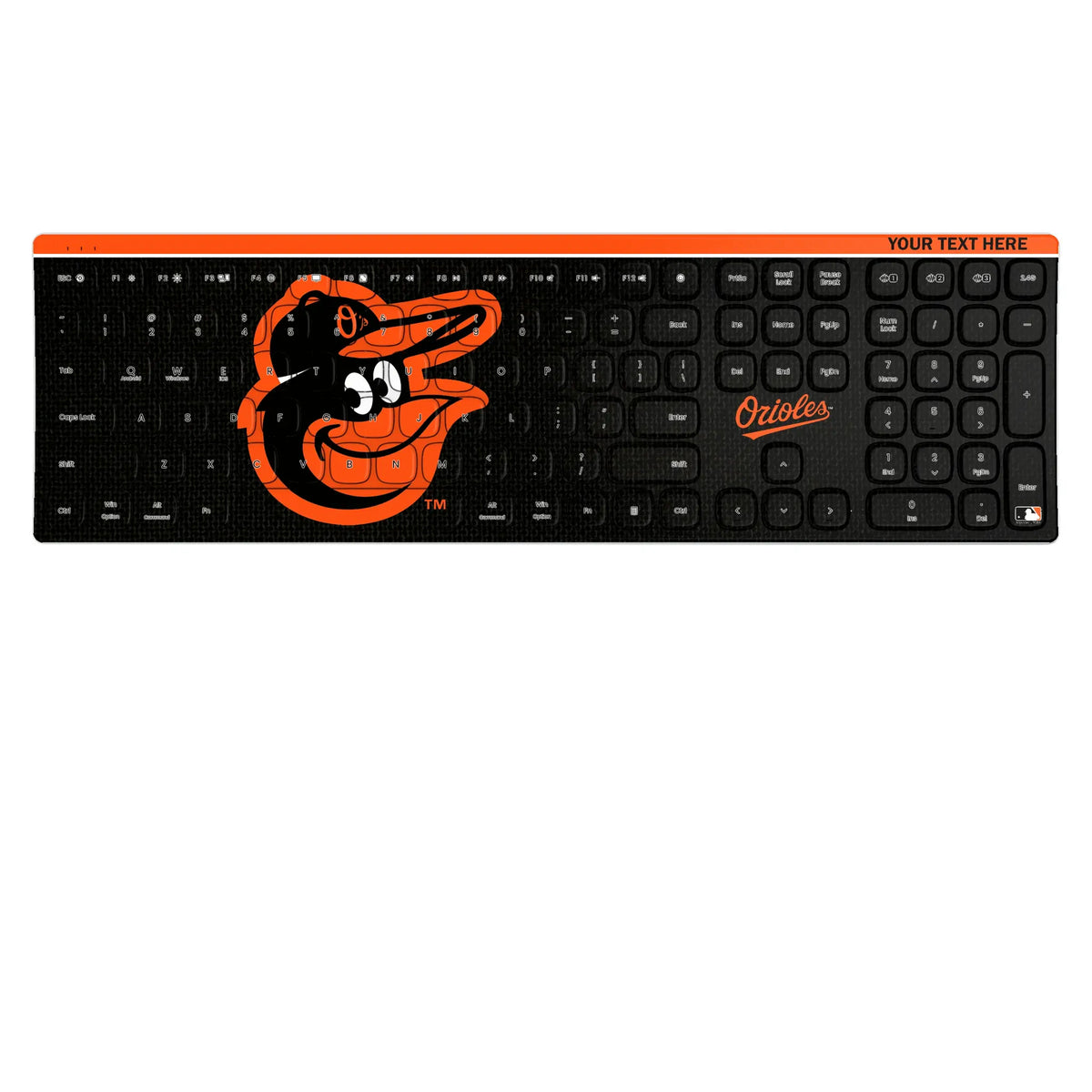 Baltimore Orioles Personalized Endzone Solid KKB605 Curved Wireless Keyboard