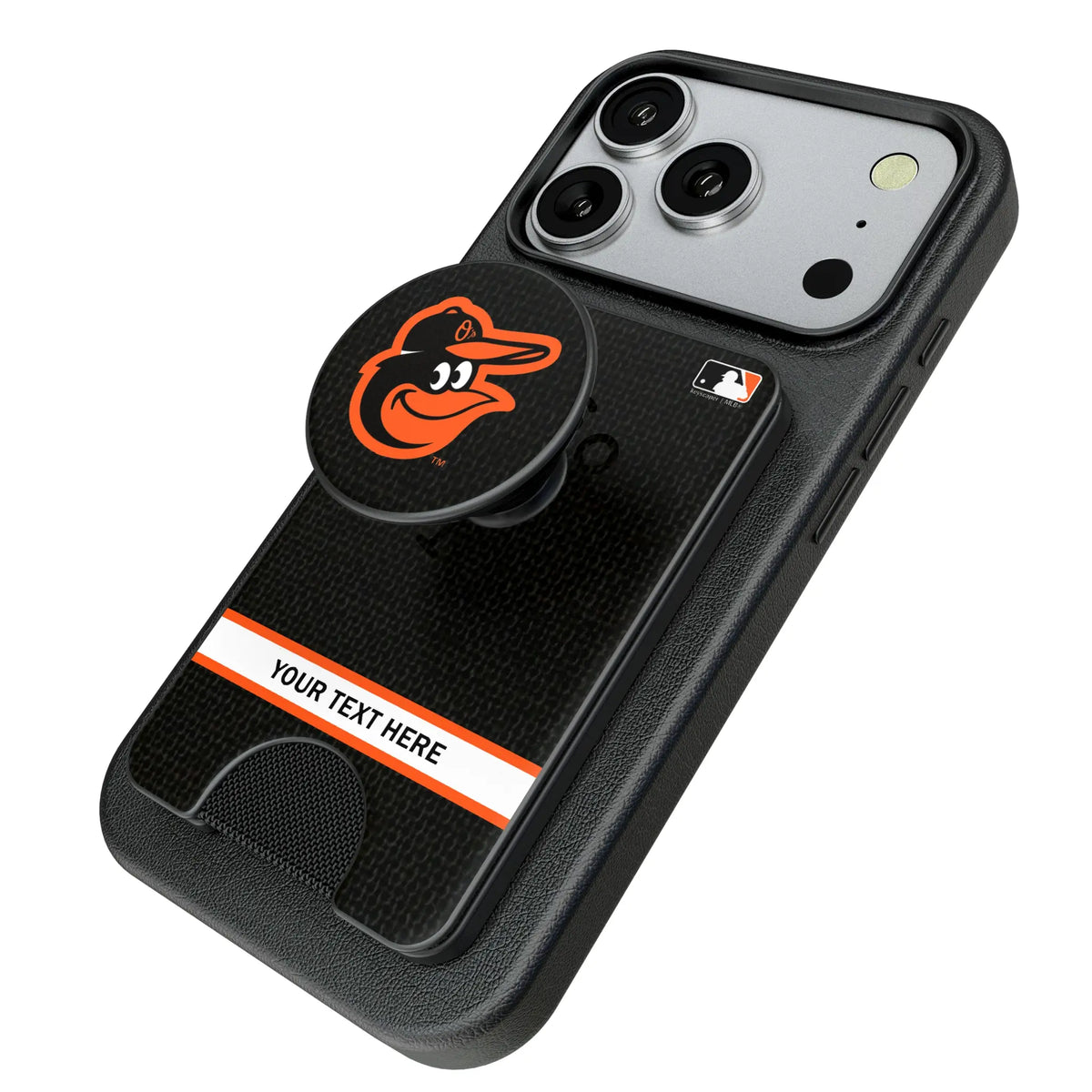 Baltimore Orioles Personalized Endzone Solid Popsockets Wallet Magnetic - Isometric View