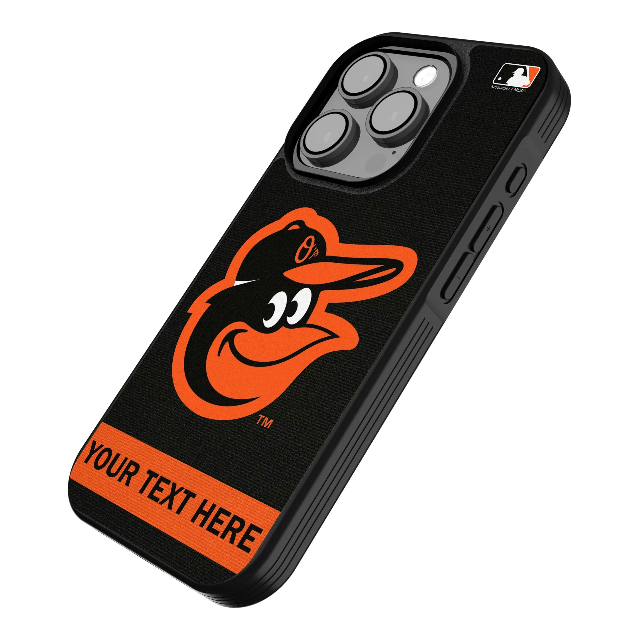 Baltimore Orioles Personalized Stripe iPhone Bump Phone Case for Apple iPhone - Isometric View