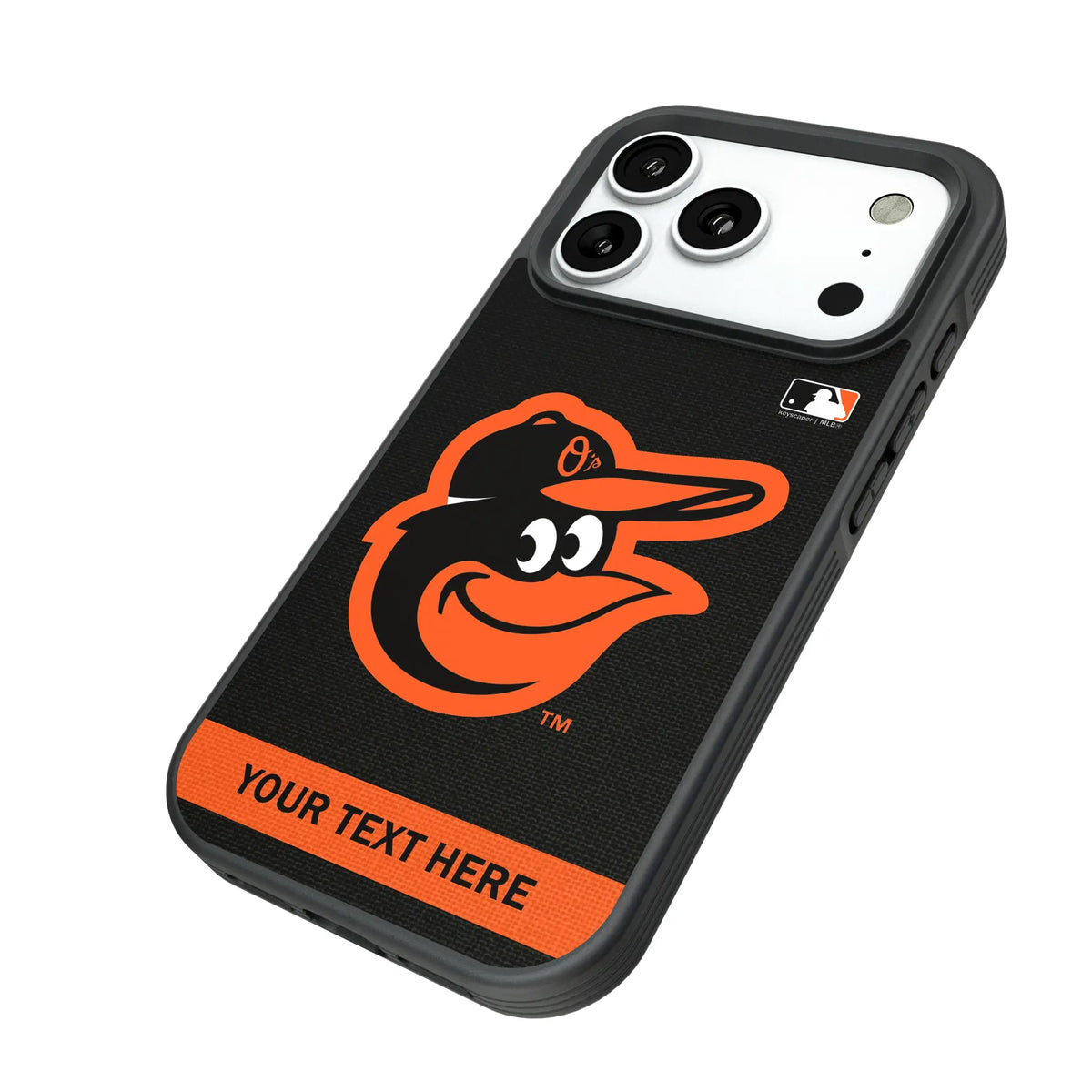 Baltimore Orioles Personalized Stripe iPhone Bump Phone Case for Apple iPhone - Isometric View#Device_iPhone 18 Pro