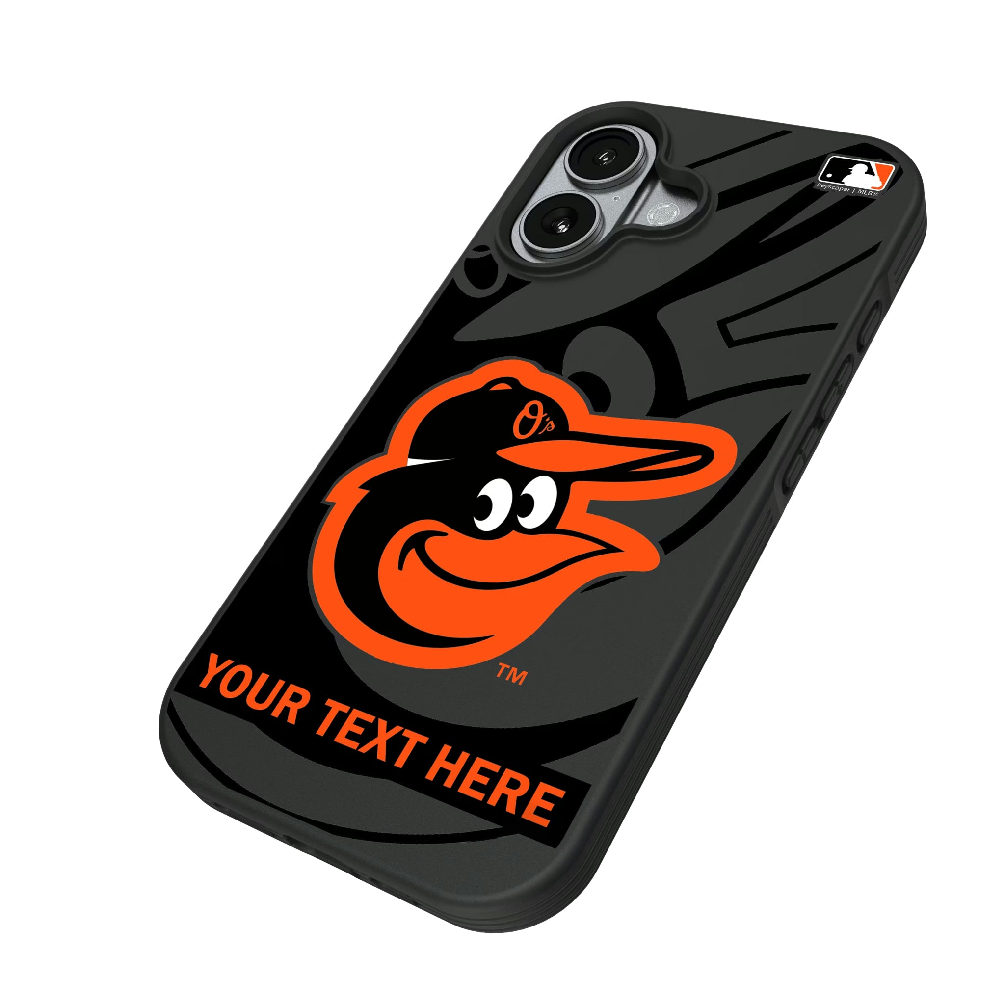 Baltimore Orioles Personalized Tilt iPhone Bump Phone Case for Apple iPhone - Isometric View#Device_iPhone 17