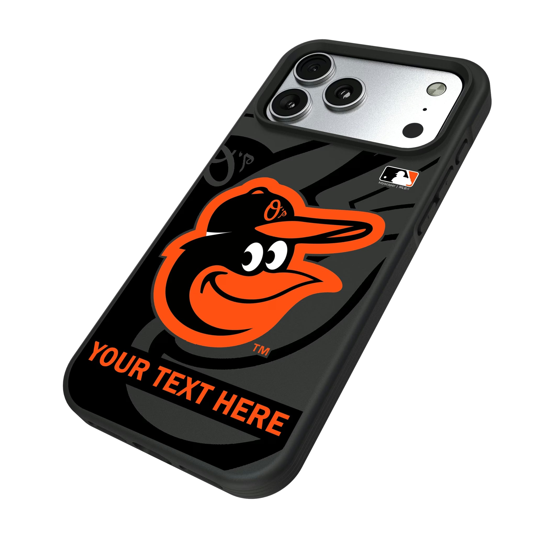 Baltimore Orioles Personalized Tilt iPhone Bump Phone Case for Apple iPhone - Isometric View#Device_iPhone 17 Pro Max