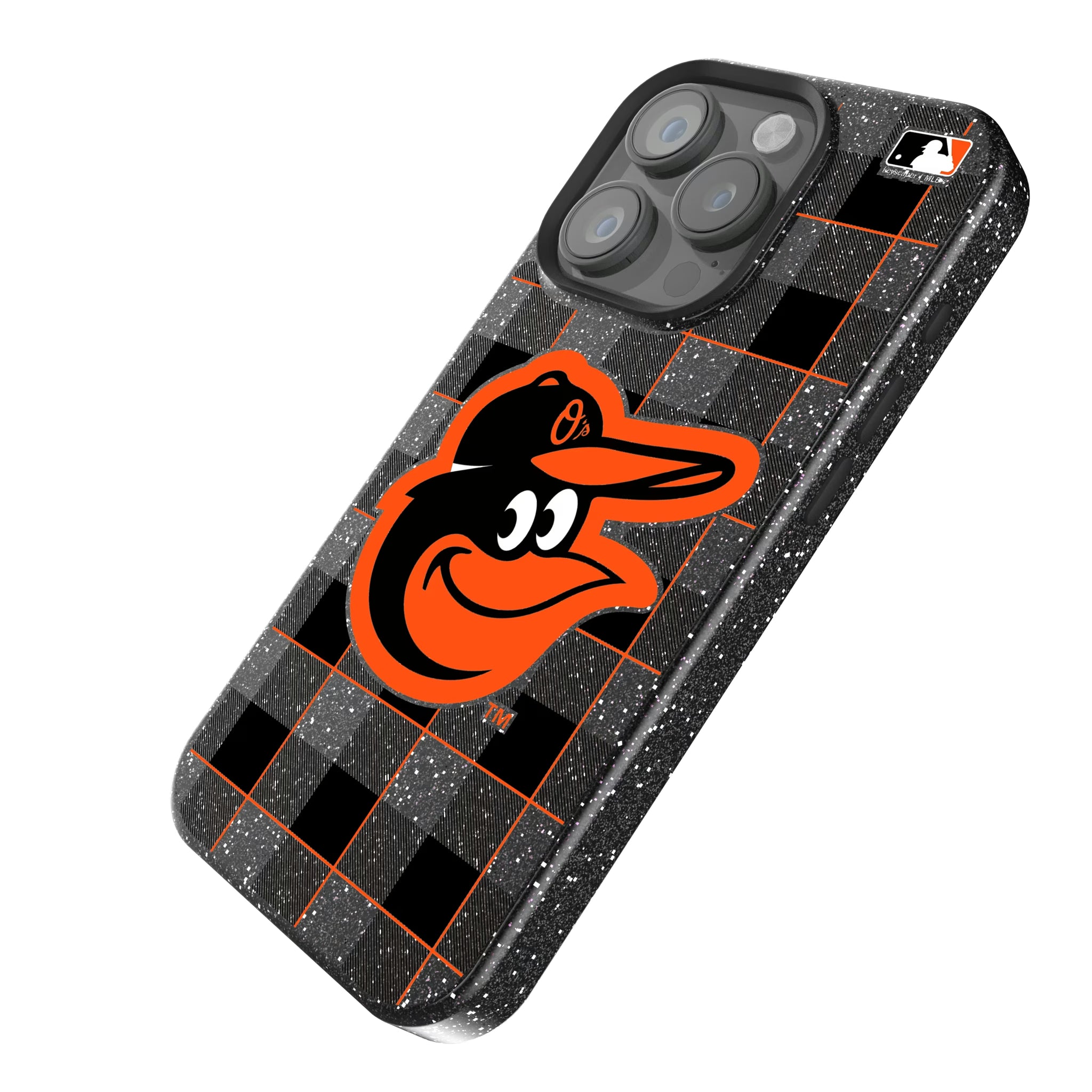 Baltimore Orioles Plaid iPhone Bling Phone Case for Apple iPhone - Isometric View