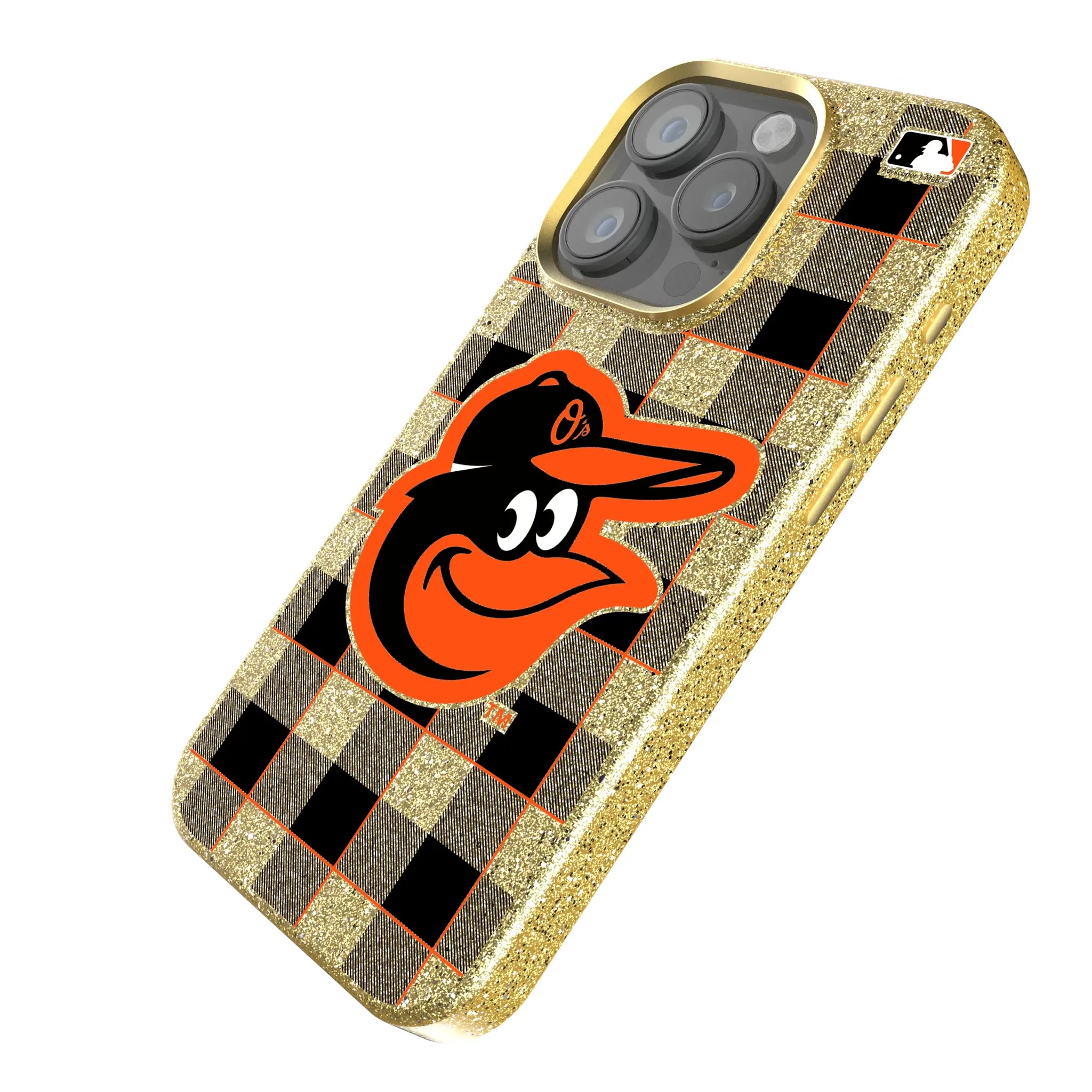 Baltimore Orioles Plaid iPhone Bling Phone Case for Apple iPhone - Isometric View