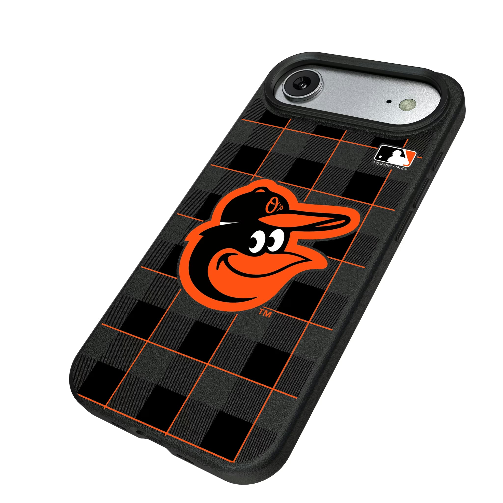 Baltimore Orioles Plaid iPhone MagSafe Compatible Phone Case for Apple iPhone - Isometric View#Device_iPhone Air