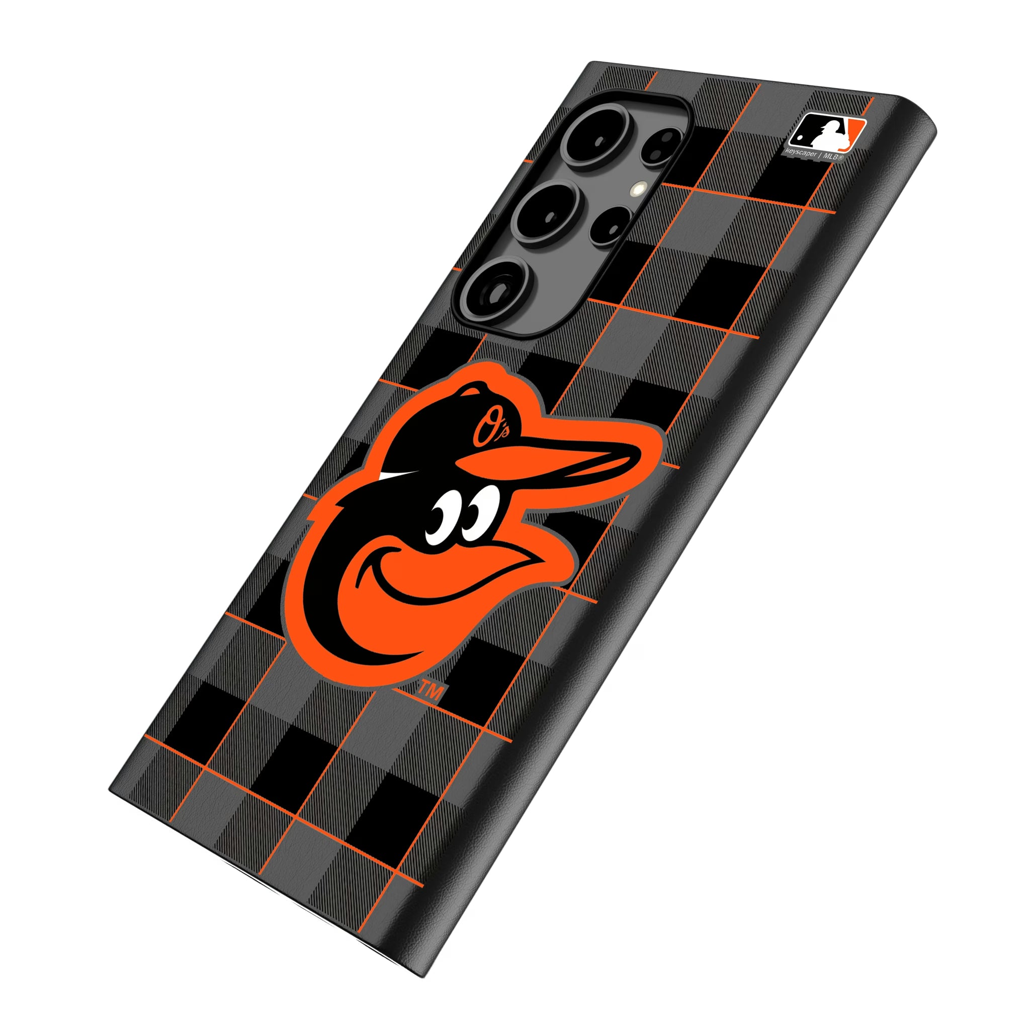 Baltimore Orioles Plaid Galaxy MagSafe Compatible Phone Case for Samsung Galaxy - Isometric View