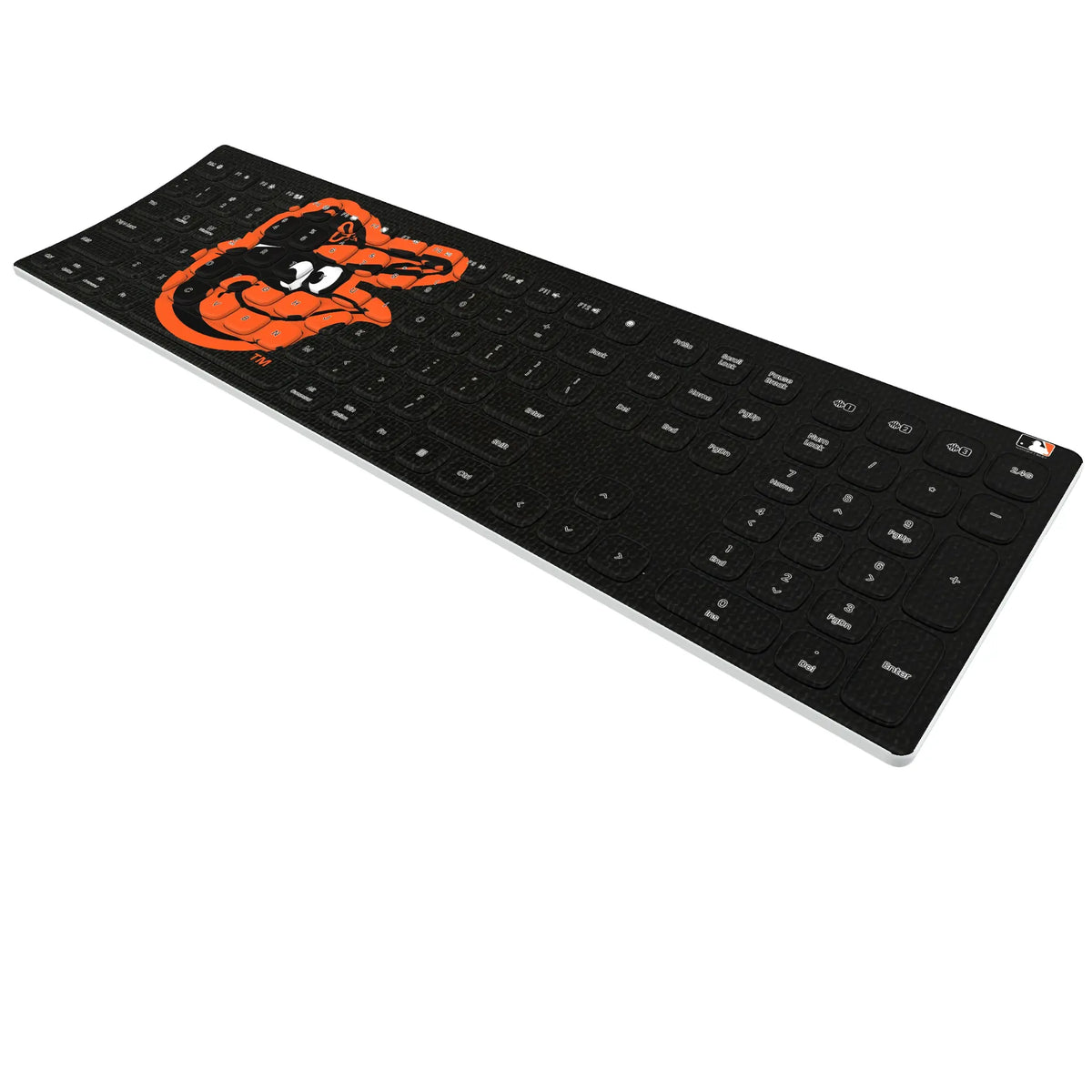Baltimore Orioles Solid KKB605 Curved Wireless Keyboard - Isometric View