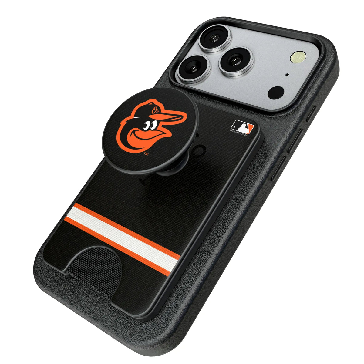 Baltimore Orioles Stripe Popsockets Wallet Magnetic - Isometric View