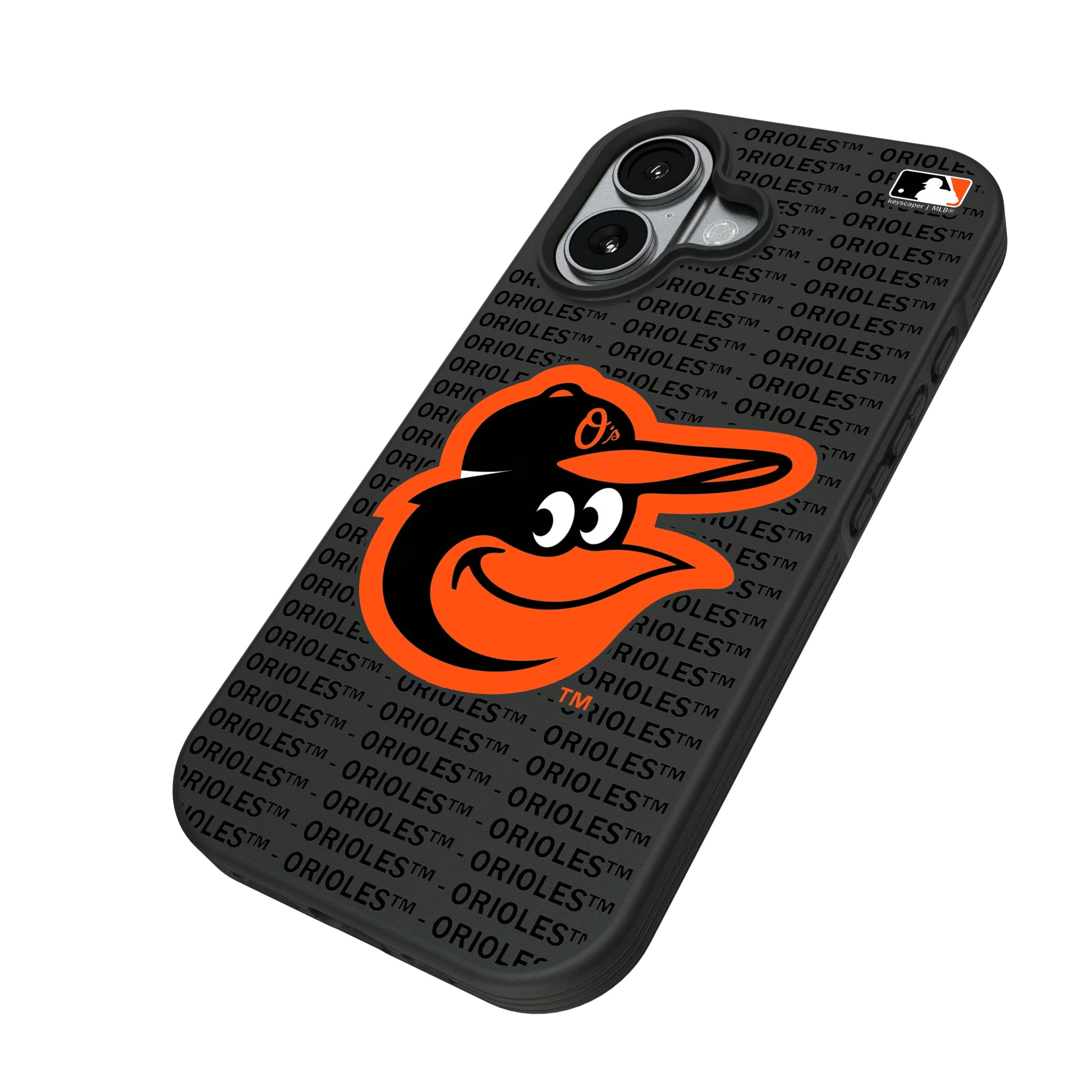 Baltimore Orioles Text Backdrop iPhone Bump Phone Case for Apple iPhone - Isometric View#Device_iPhone 17