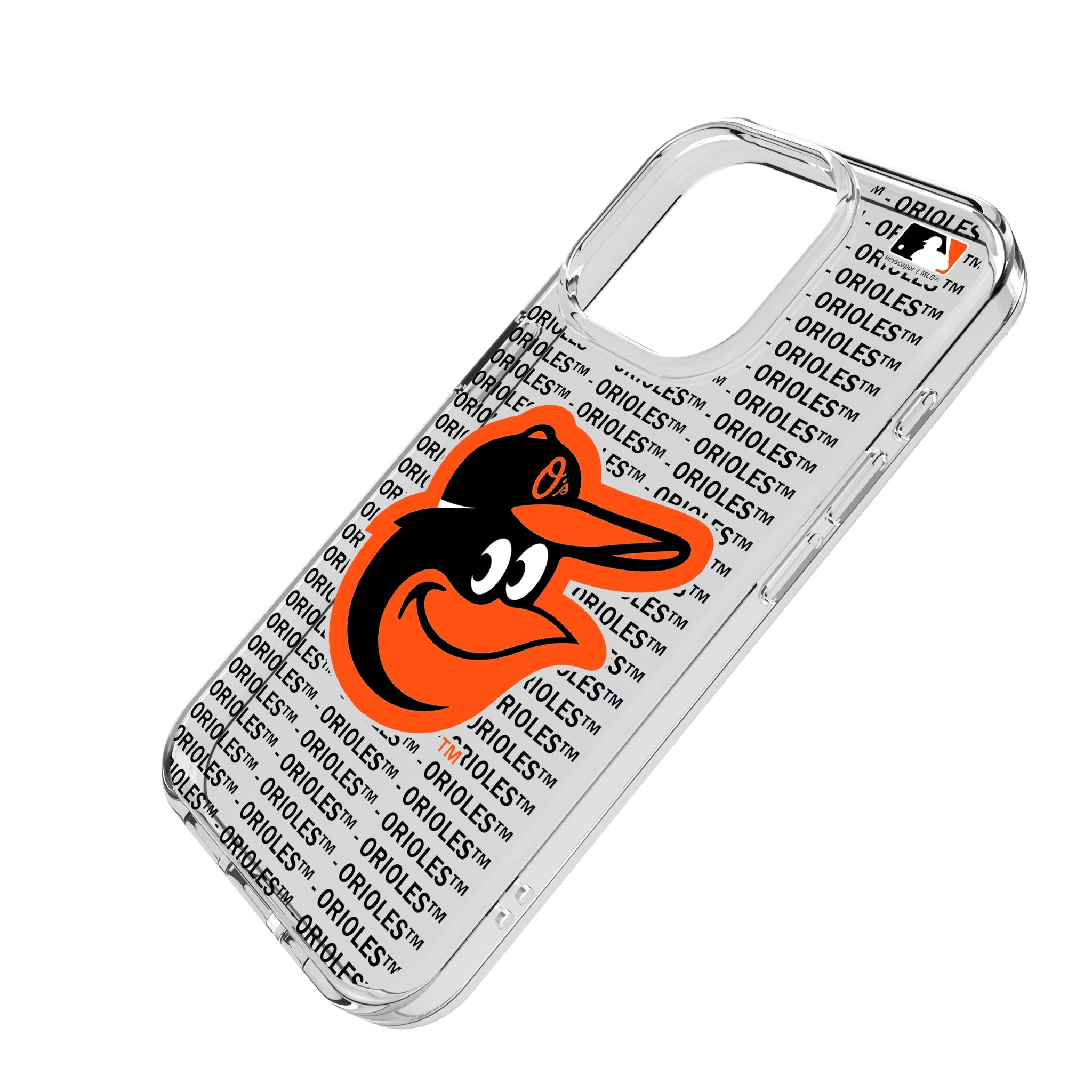 Baltimore Orioles Text Backdrop iPhone Clear Phone Case for Apple iPhone - Isometric View