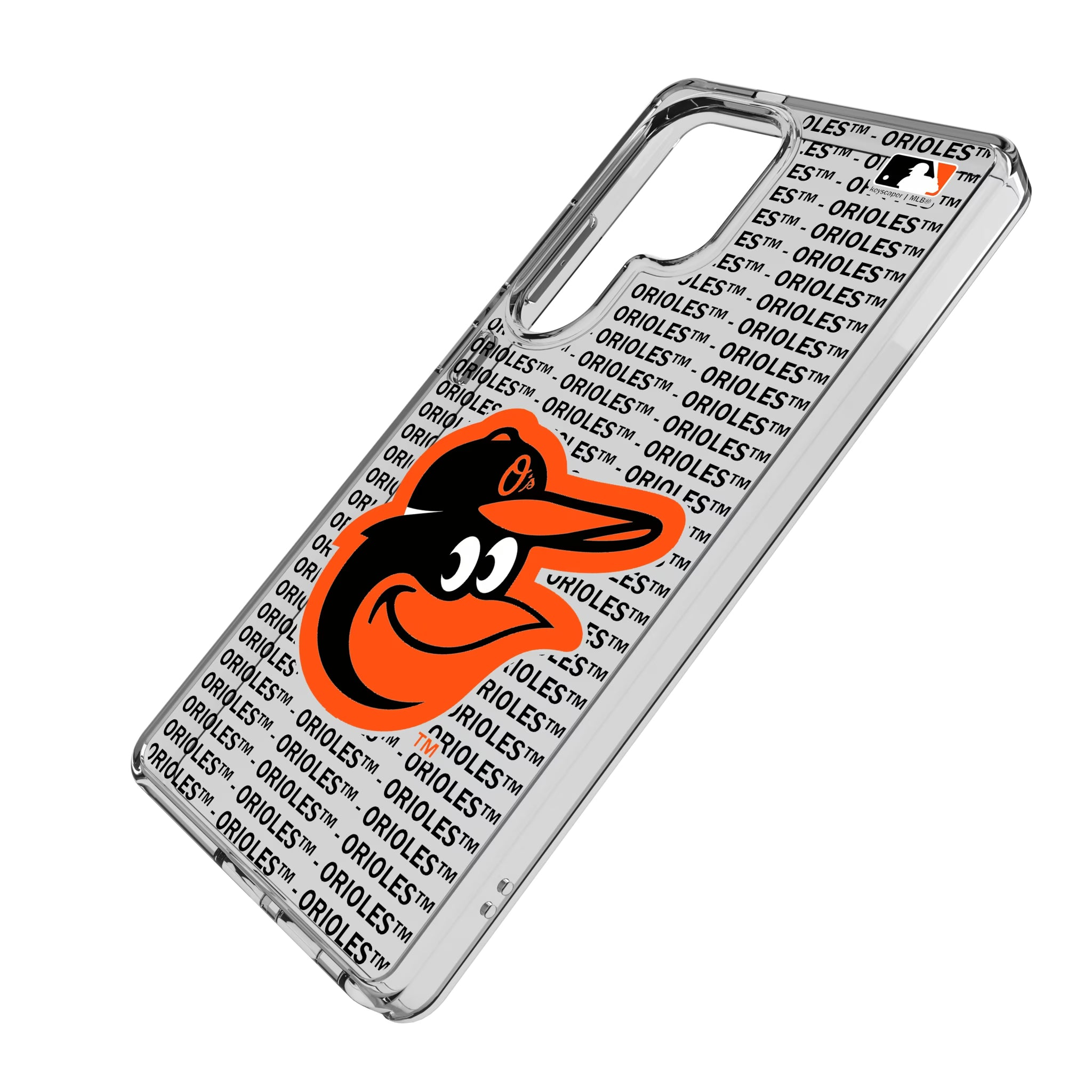 Baltimore Orioles Text Backdrop Galaxy Clear Phone Case for Samsung Galaxy - Isometric View