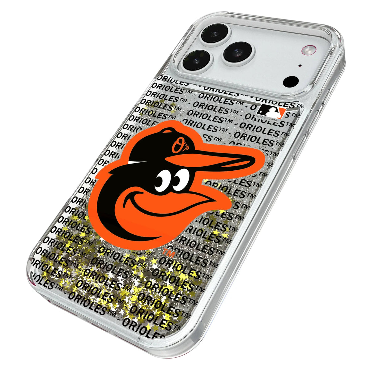 Baltimore Orioles Text Backdrop iPhone Glitter Phone Case for Apple iPhone - Isometric View#Device_iPhone 18 Pro Max