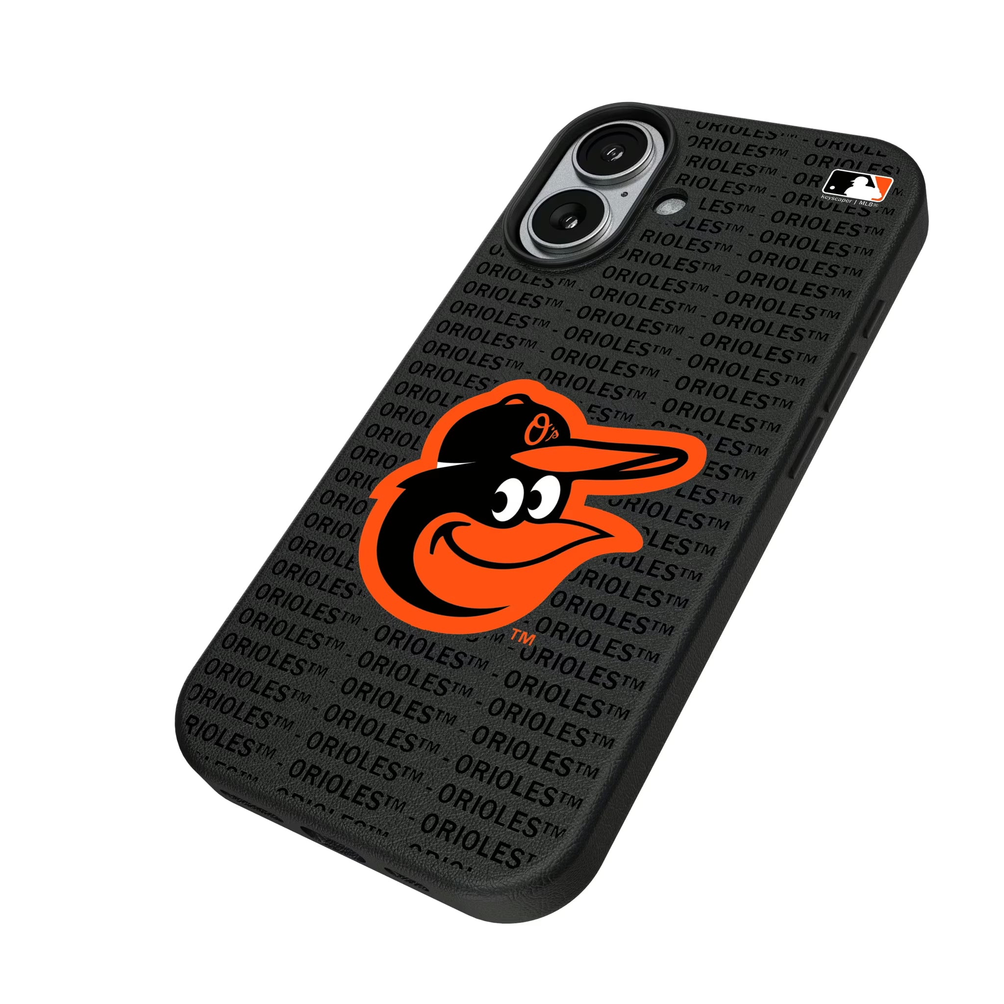 Baltimore Orioles Text Backdrop iPhone MagSafe Compatible Phone Case for Apple iPhone - Isometric View#Device_iPhone 17