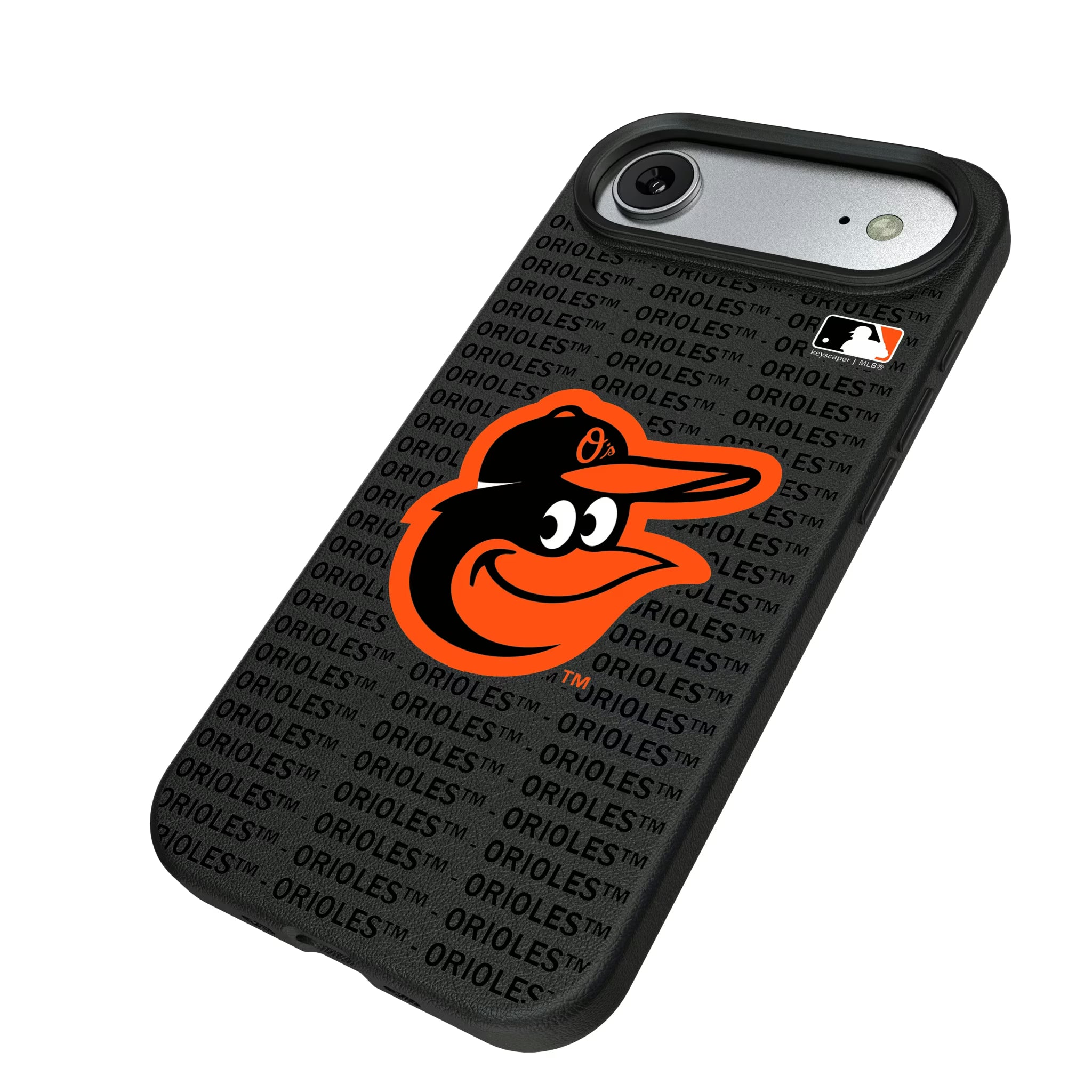 Baltimore Orioles Text Backdrop iPhone MagSafe Compatible Phone Case for Apple iPhone - Isometric View#Device_iPhone Air