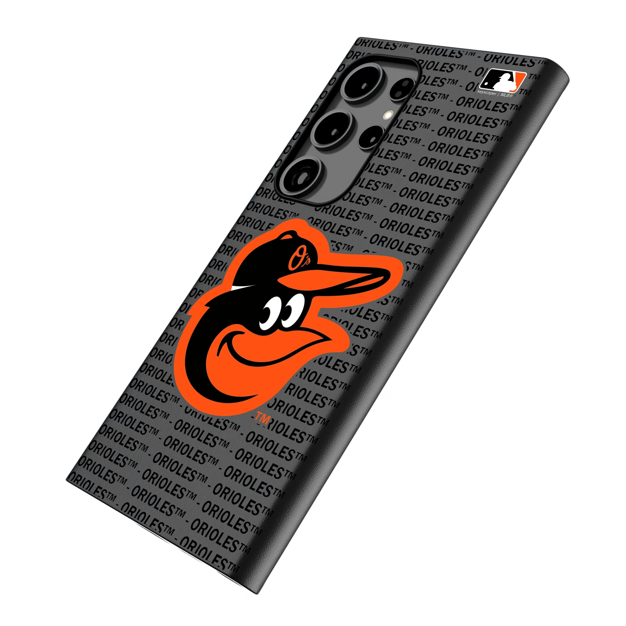 Baltimore Orioles Text Backdrop Galaxy MagSafe Compatible Phone Case for Samsung Galaxy - Isometric View