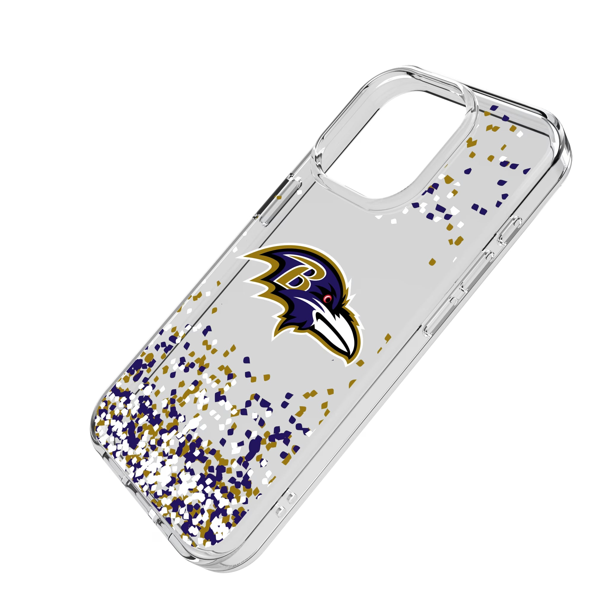 Baltimore Ravens Confetti iPhone Clear Phone Case for Apple iPhone - Isometric View
