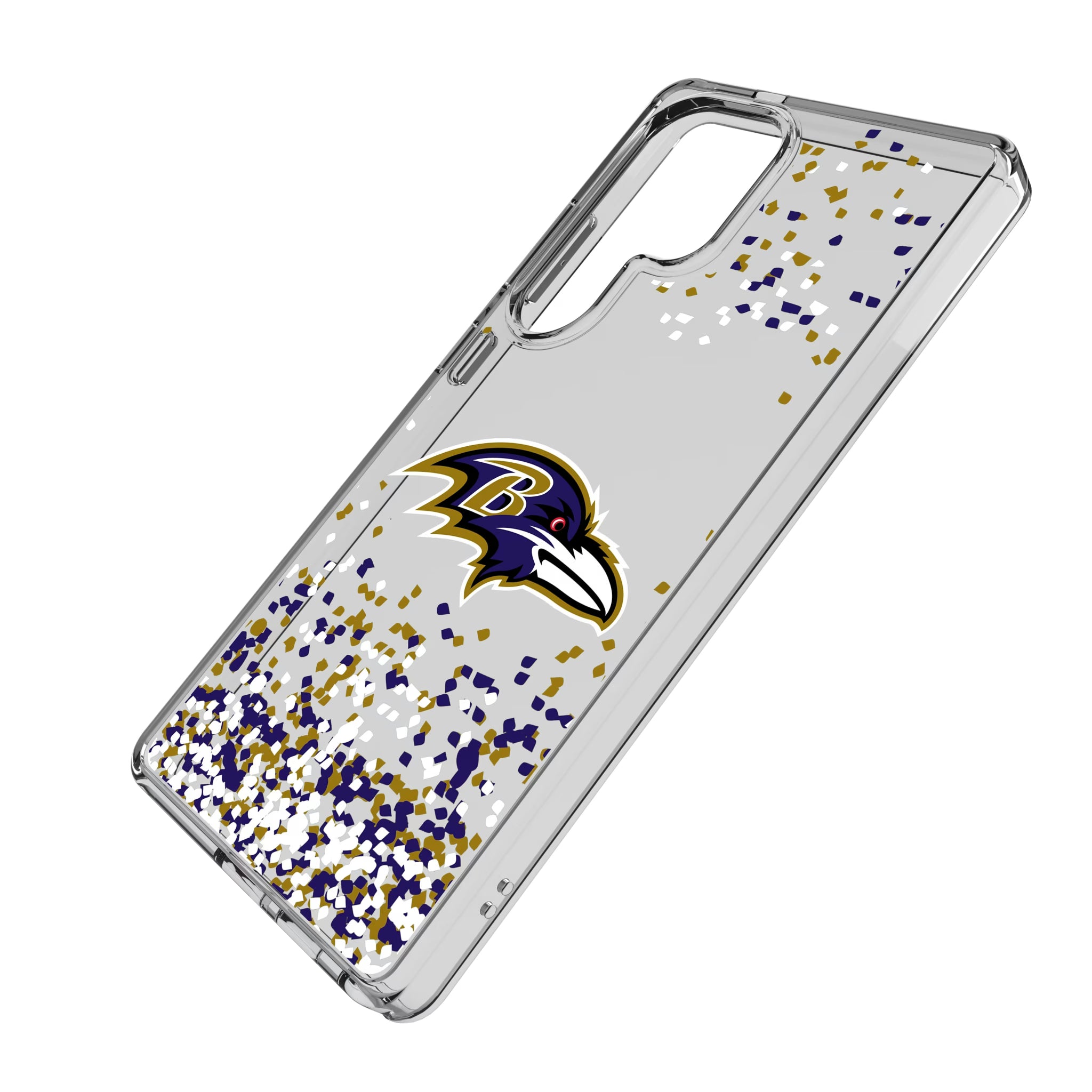 Baltimore Ravens Confetti Galaxy Clear Phone Case for Samsung Galaxy - Isometric View