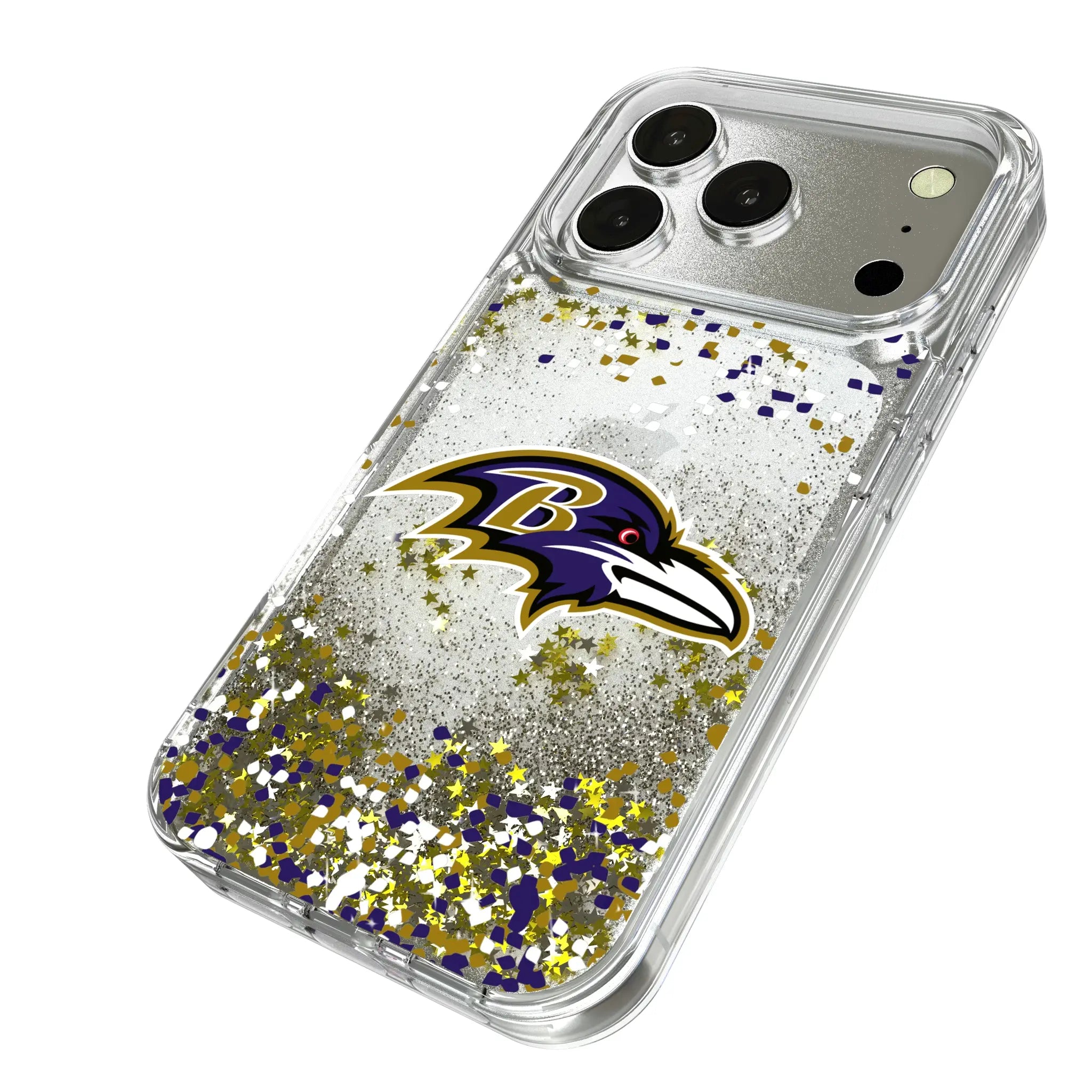 Baltimore Ravens Confetti iPhone Glitter Phone Case for Apple iPhone - Isometric View