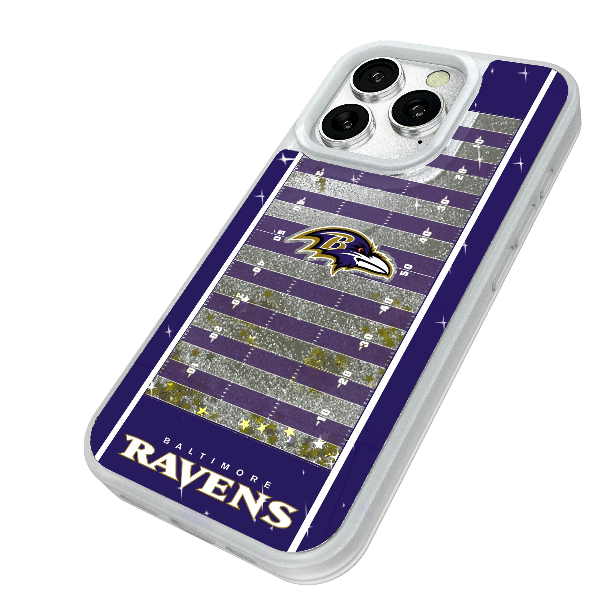 Baltimore Ravens Field iPhone Glitter Phone Case for Apple iPhone - Isometric View#Device_iPhone 16 Pro
