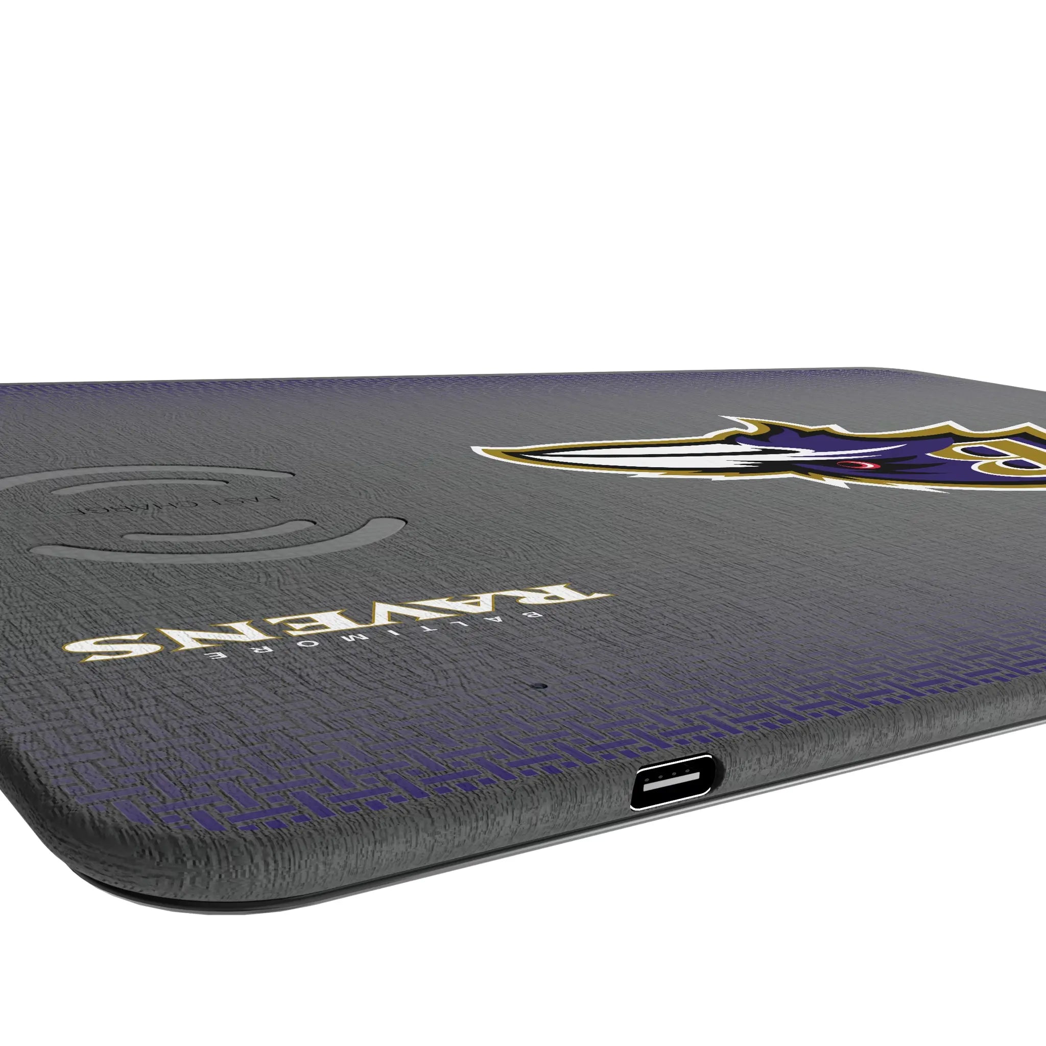 Baltimore Ravens Linen 15-Watt Wireless Charger and Mouse Pad