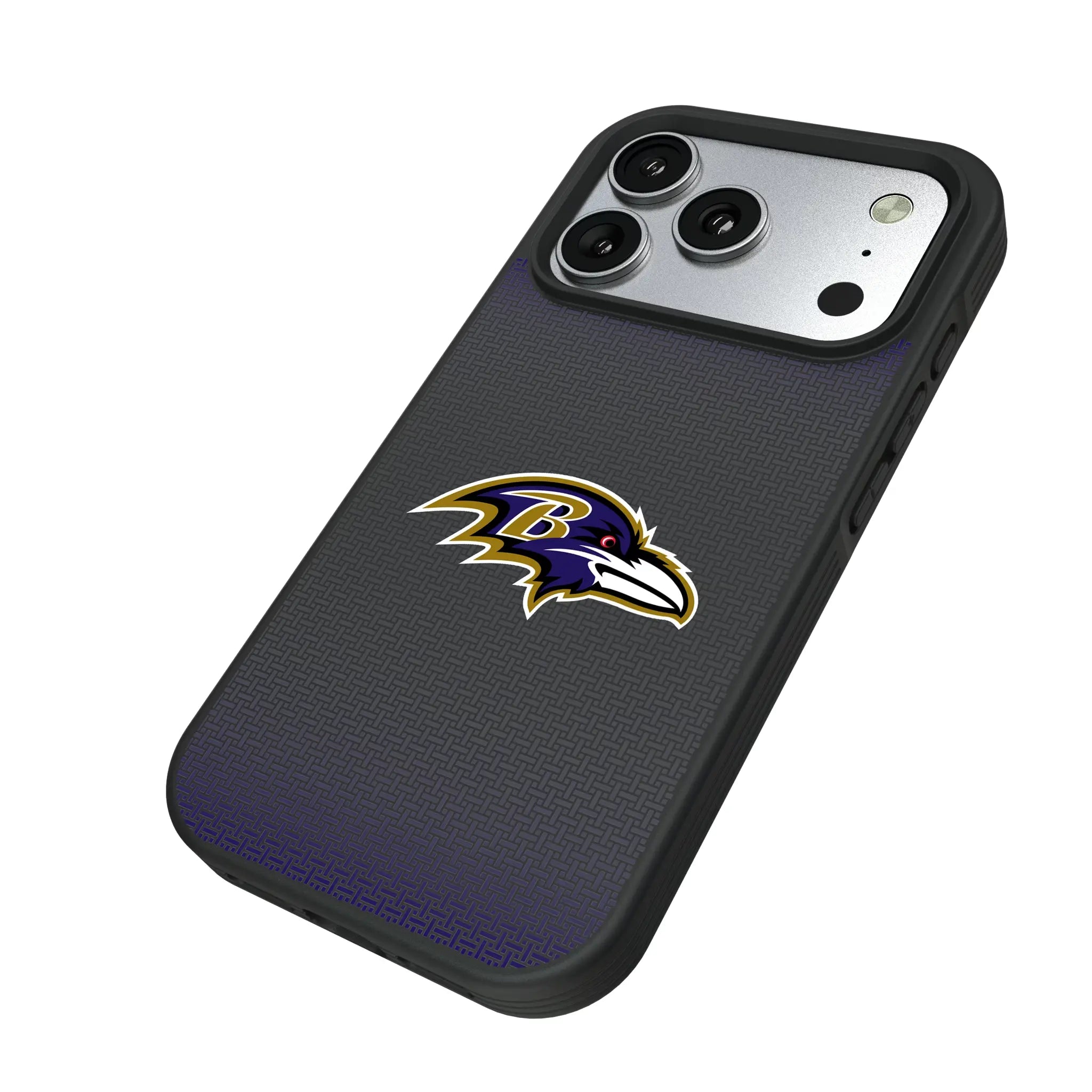 Baltimore Ravens Linen iPhone Bump Phone Case for Apple iPhone - Isometric View#Device_iPhone 17 Pro