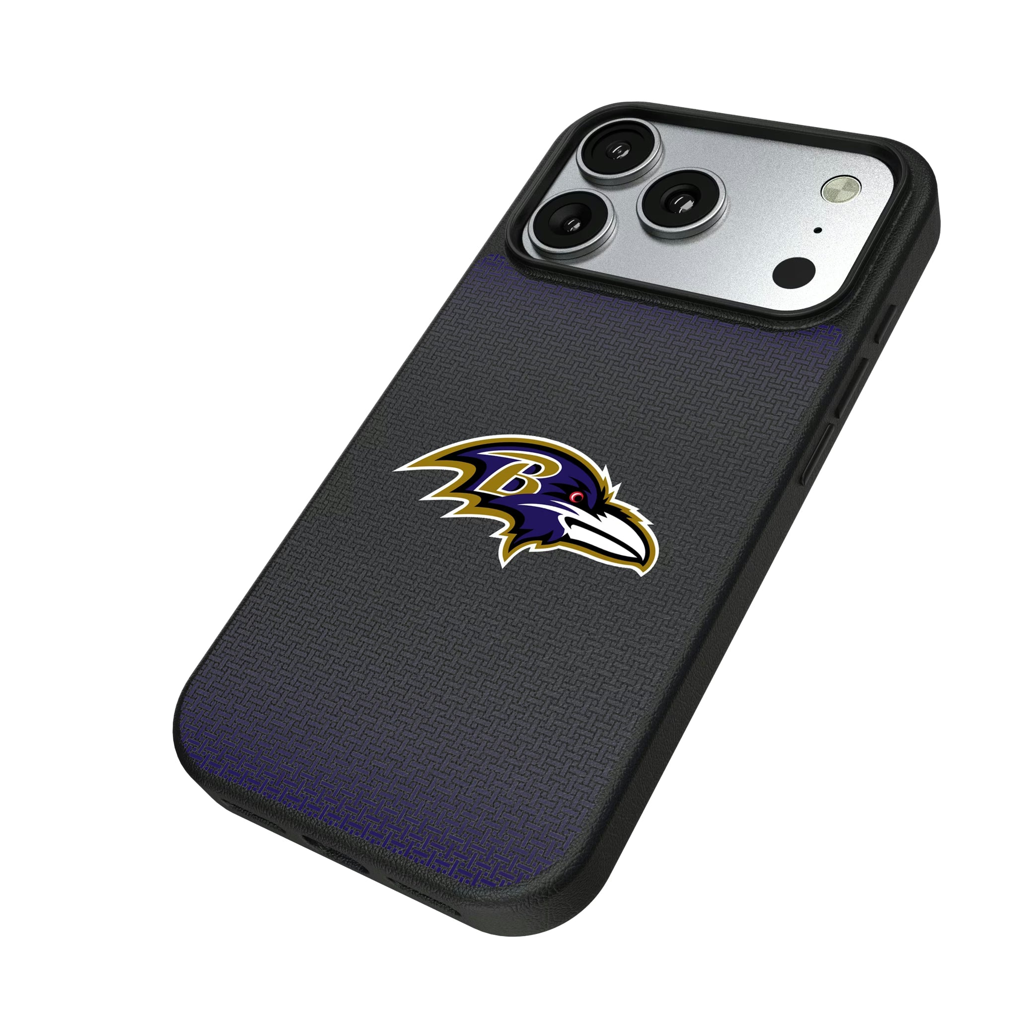Baltimore Ravens Linen iPhone MagSafe Compatible Phone Case for Apple iPhone - Isometric View#Device_iPhone 17 Pro