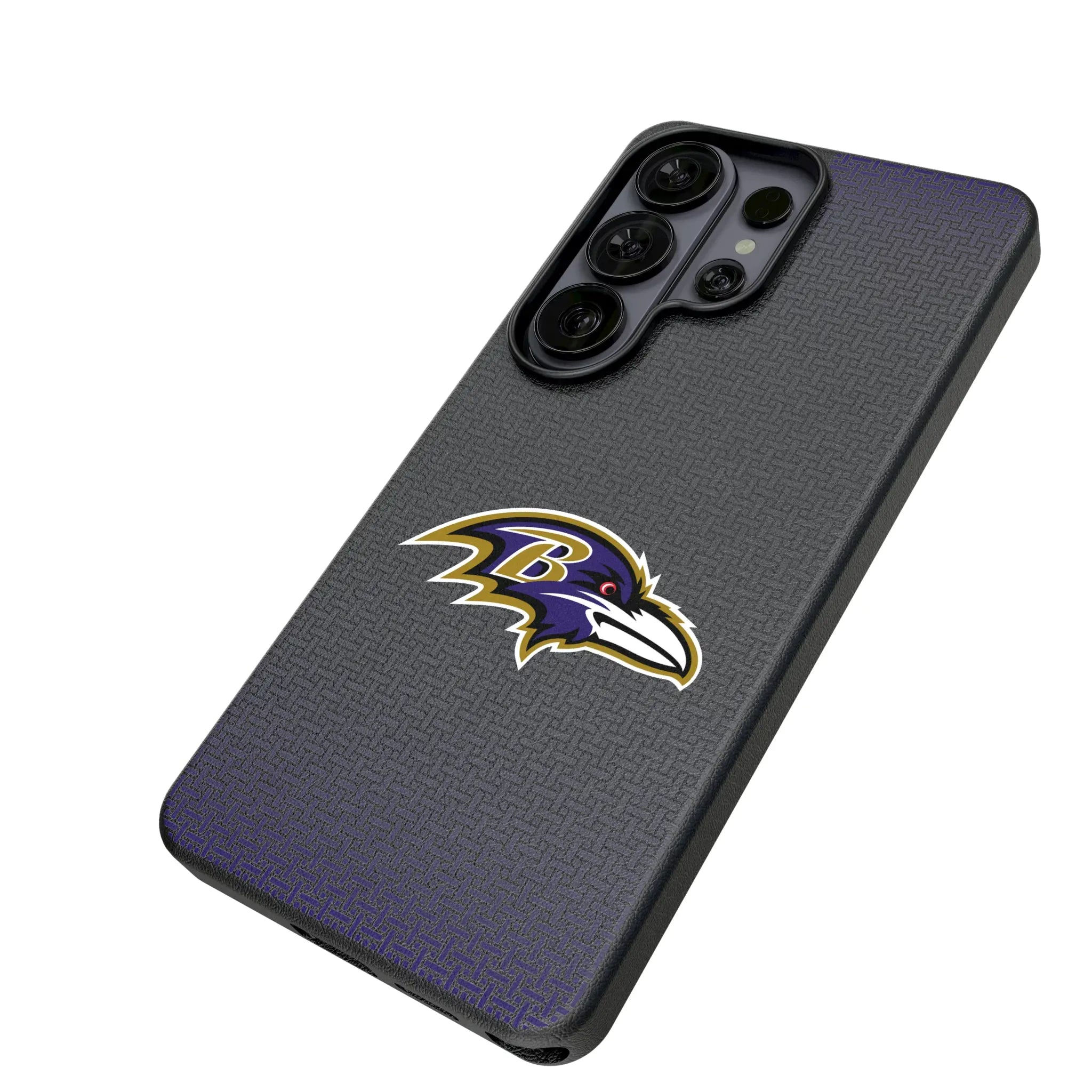 Baltimore Ravens Linen Galaxy MagSafe Compatible Phone Case for Samsung Galaxy - Isometric View#Device_Galaxy S26 Ultra