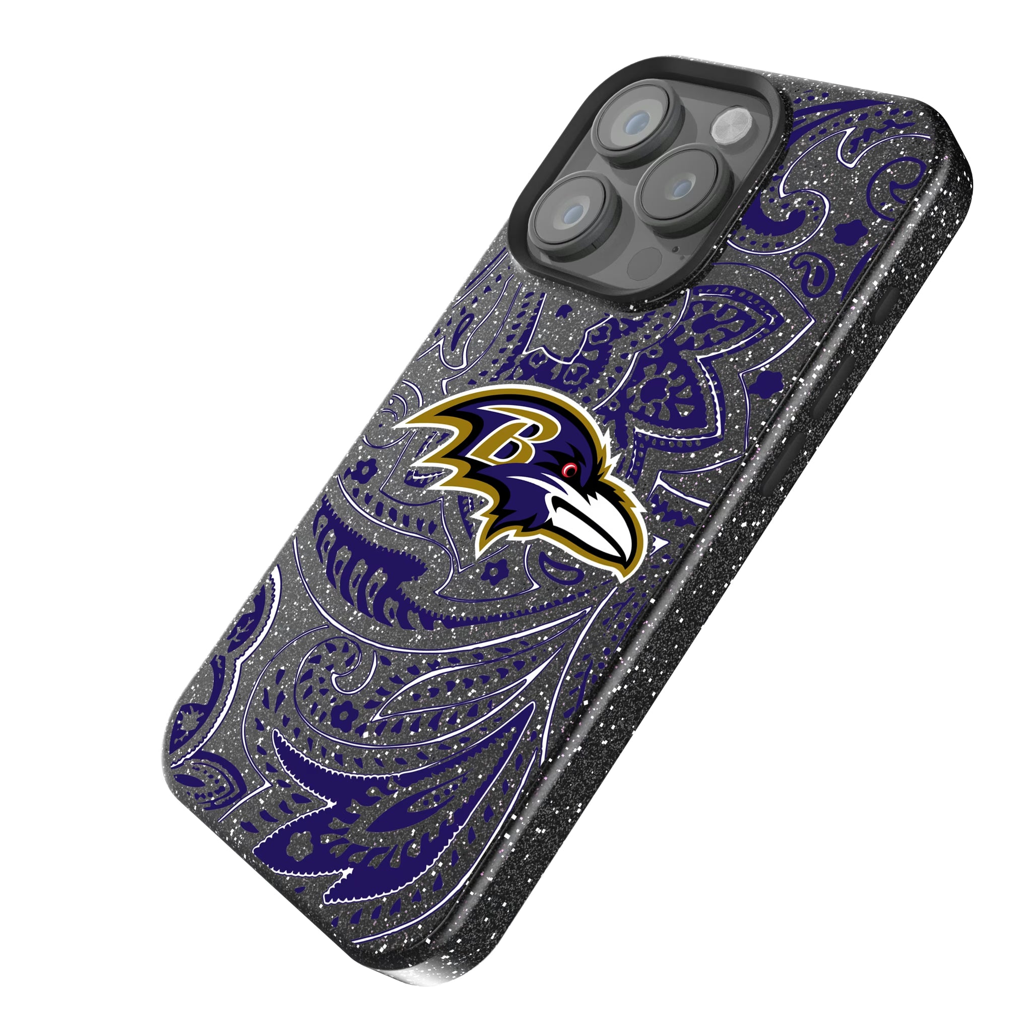 Baltimore Ravens Paisley iPhone Bling Phone Case for Apple iPhone - Isometric View