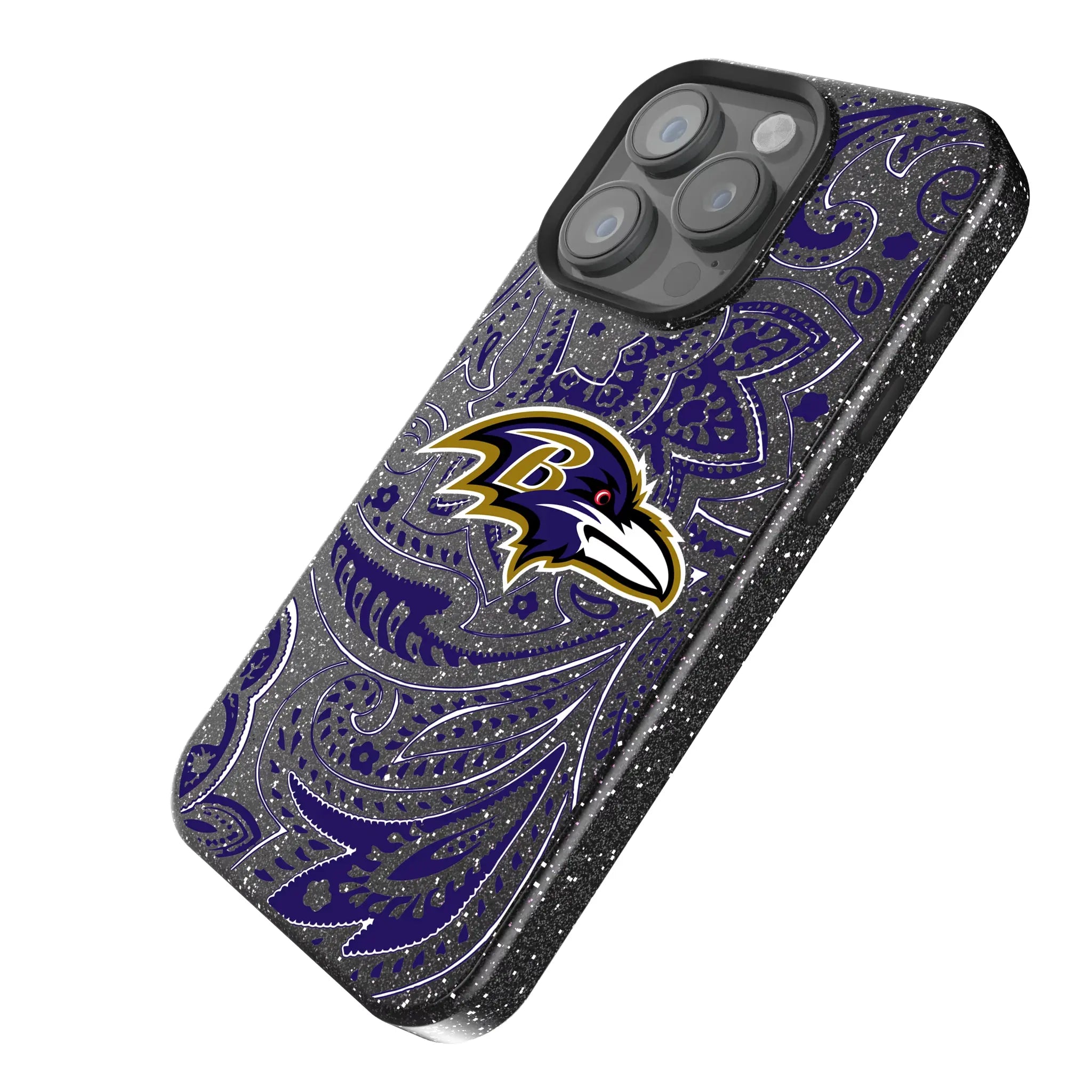 Baltimore Ravens Paisley iPhone Bling Phone Case for Apple iPhone - Isometric View