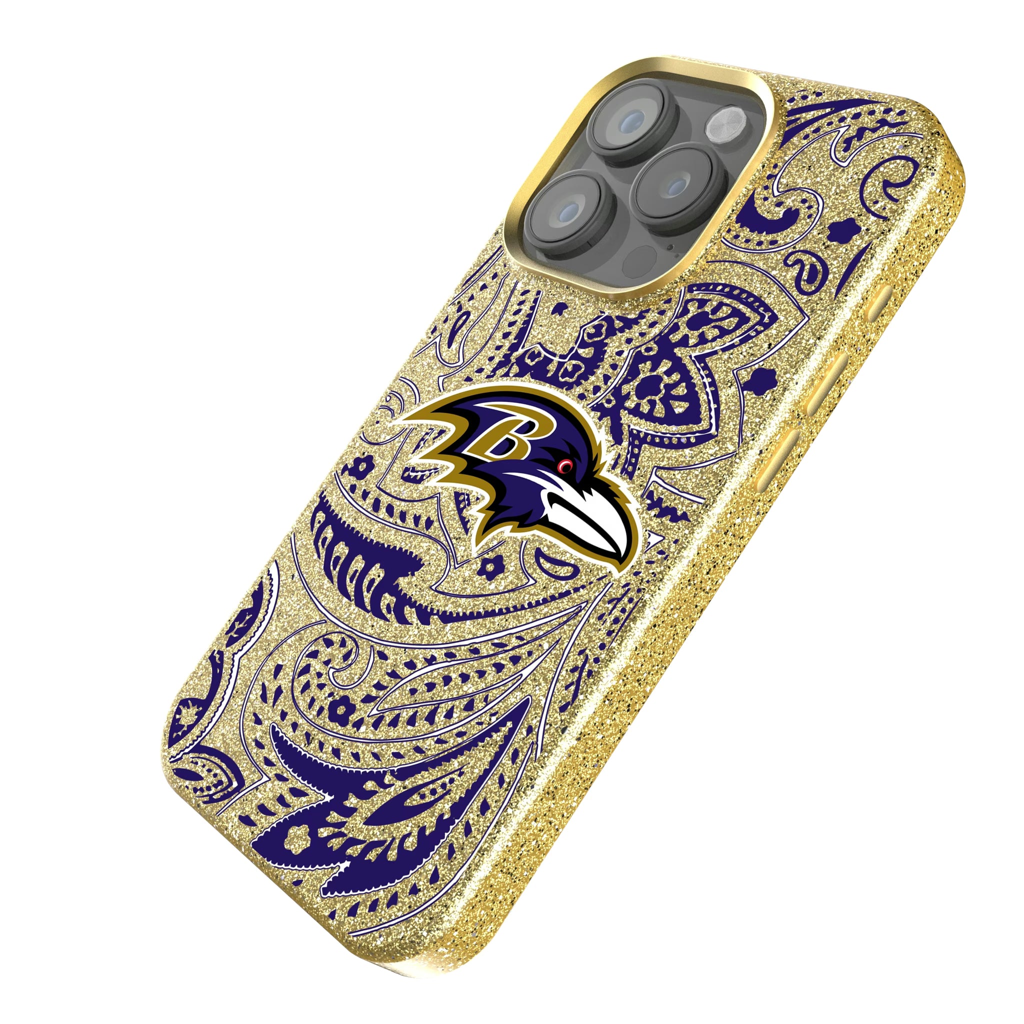Baltimore Ravens Paisley iPhone Bling Phone Case for Apple iPhone - Isometric View